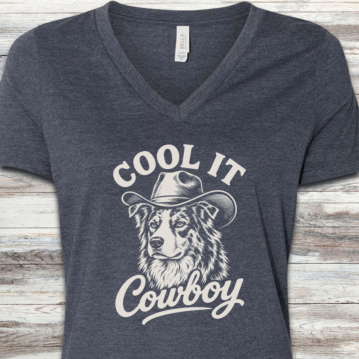 Australian Shepherd Merle Cool It V-Neck Tee - Heather Navy