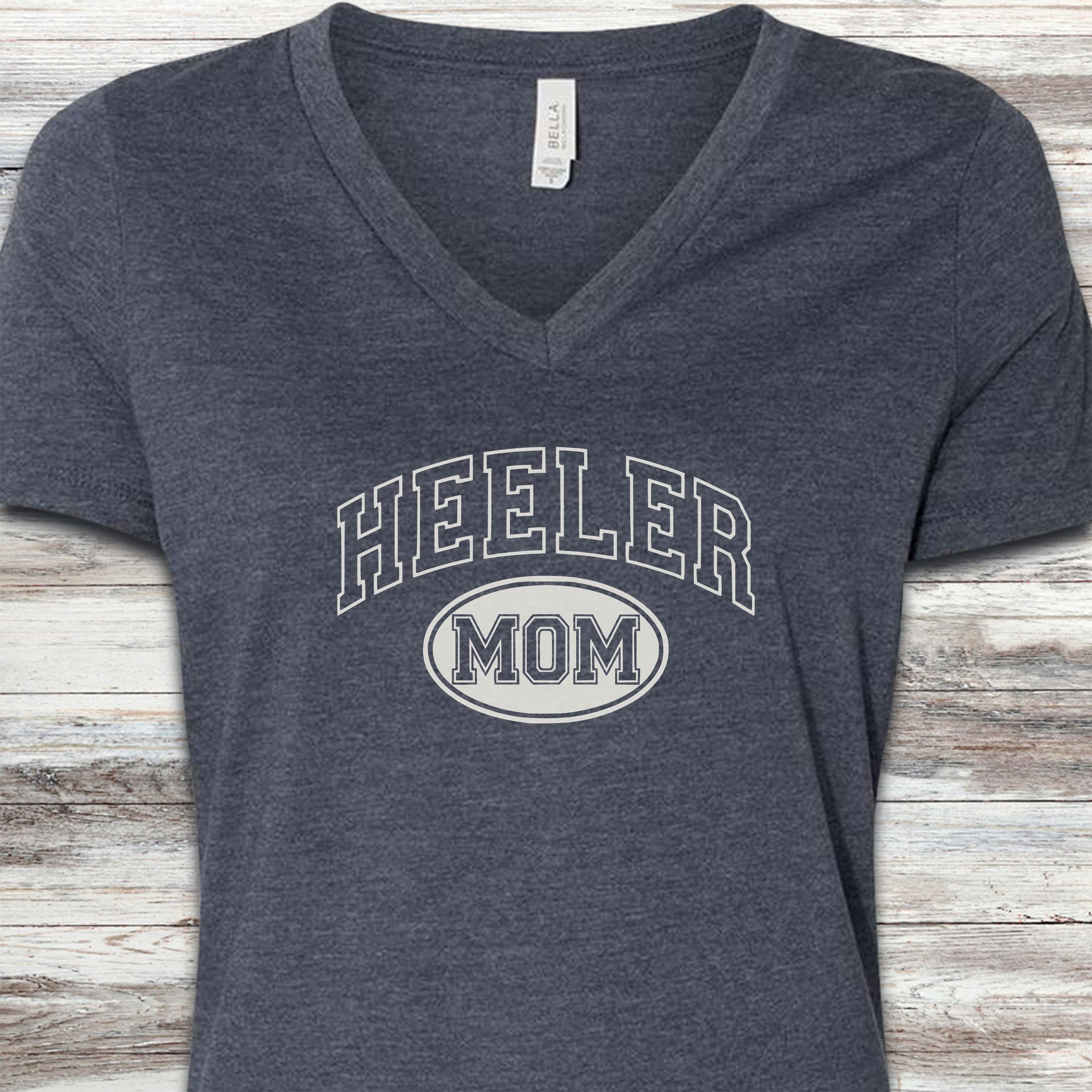 Australian Cattle Dog Heeler University Mom V-Neck Tee - Heather Navy