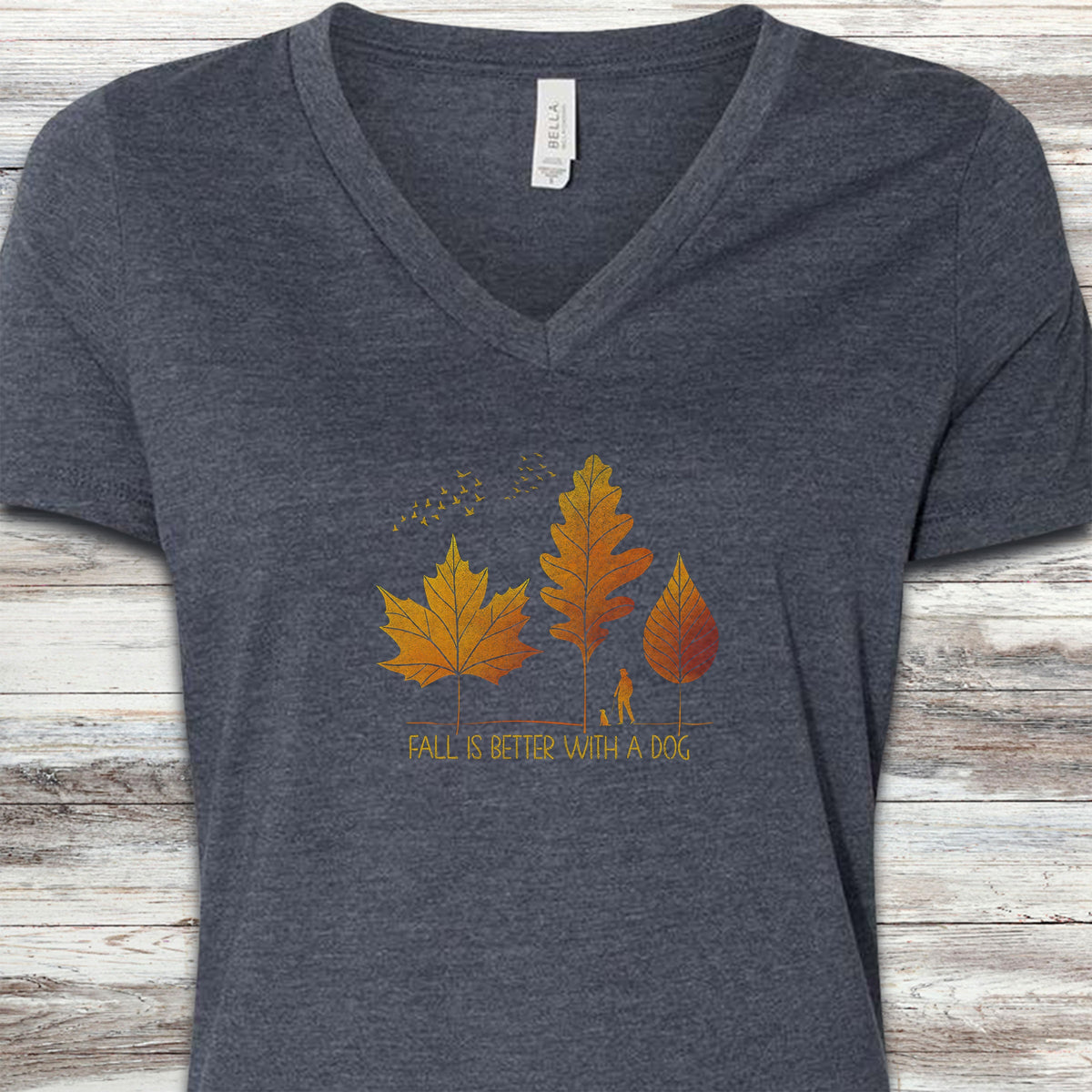 Fall Is Better V-Neck Tee - Heather Navy