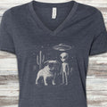 Pug Alien Encounter V-Neck Tee - Heather Navy