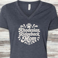 Rhodesian Ridgeback Groovy Mom V-Neck Tee - Heather Navy