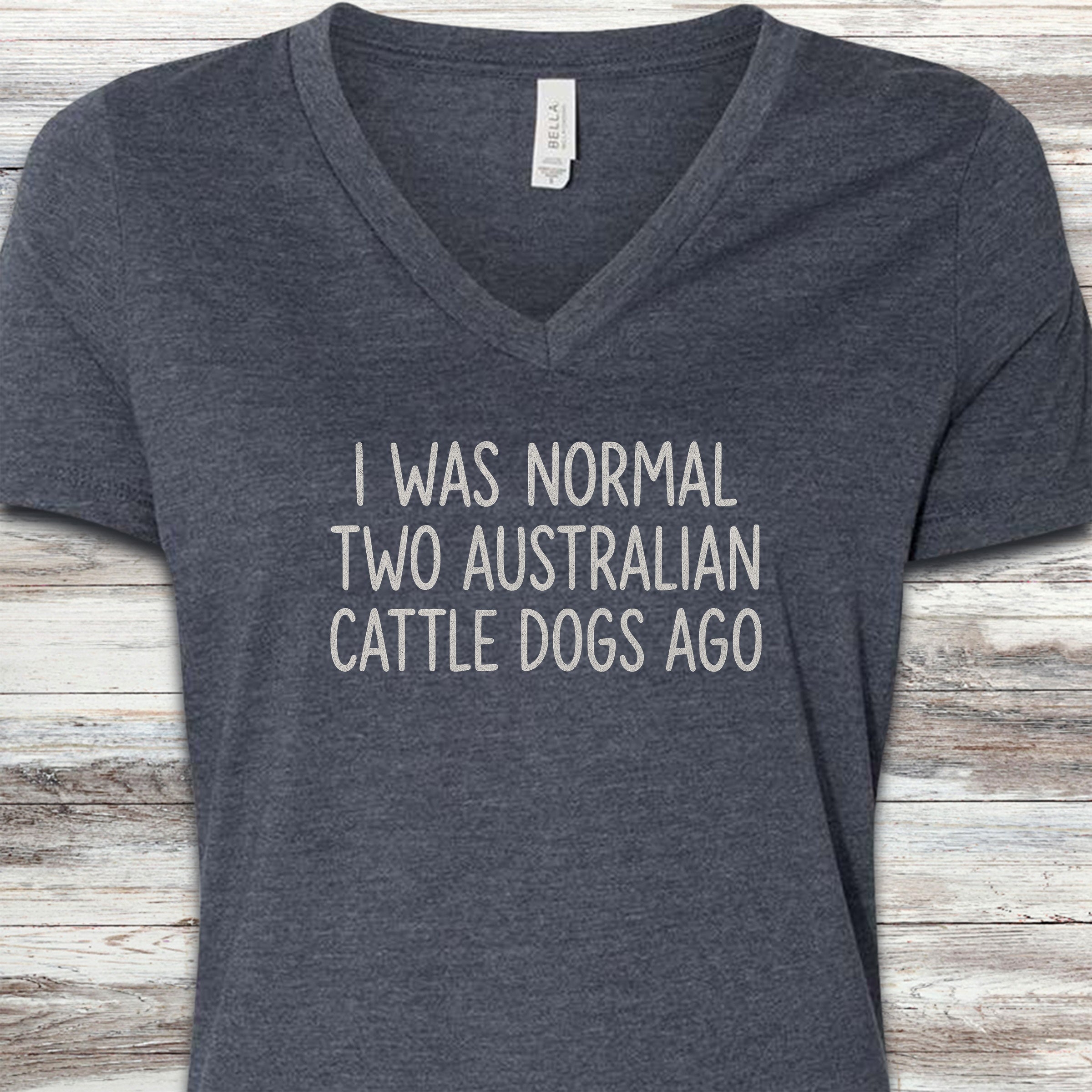 Australian Cattle Dog Normal V-Neck Tee - Heather Navy