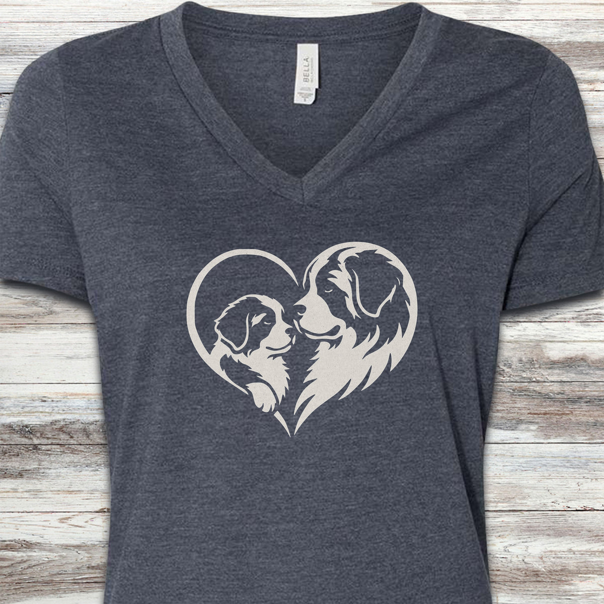 Saint Bernard Heart Bond V-Neck Tee - Heather Navy
