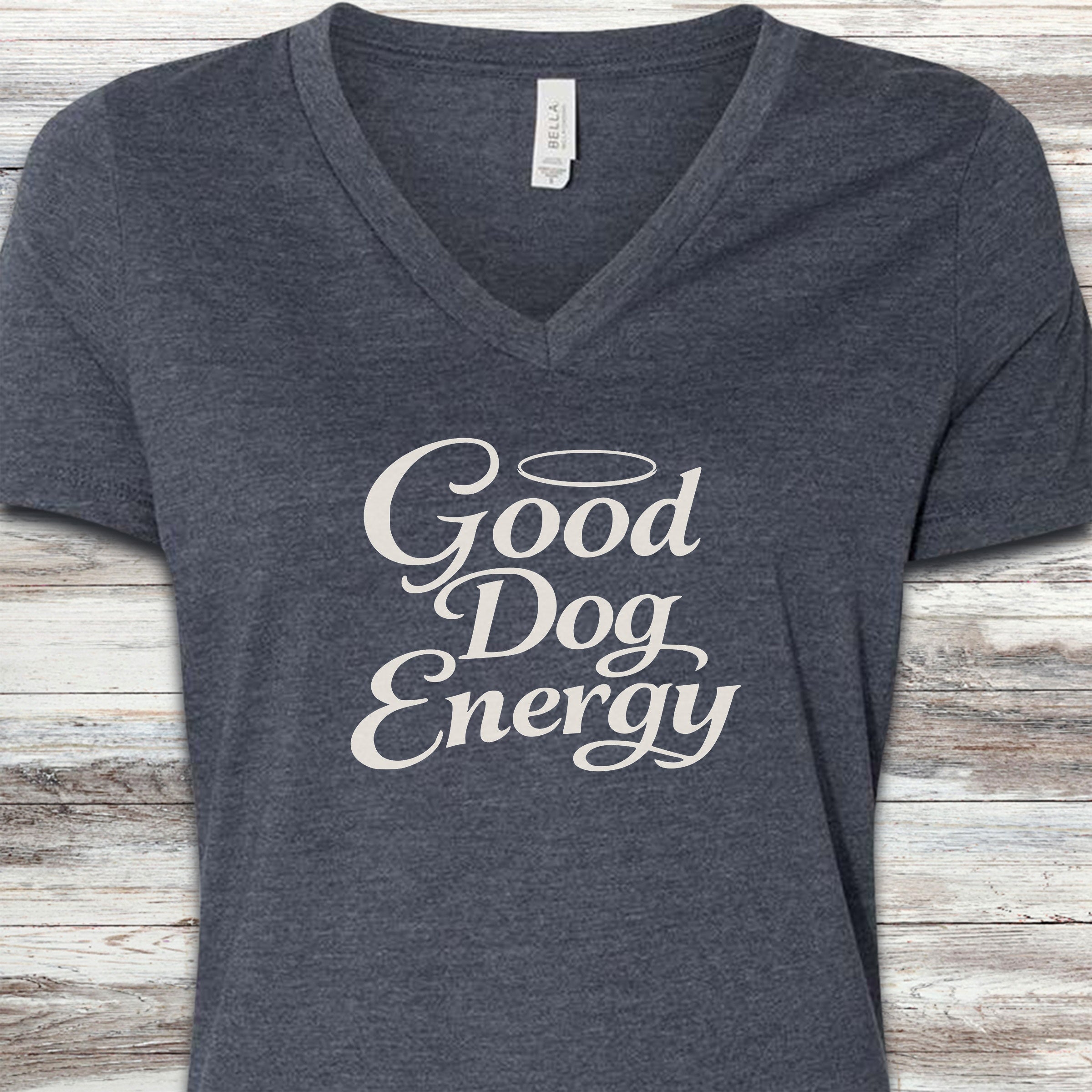 Good Dog Energy V-Neck Tee - Heather Navy