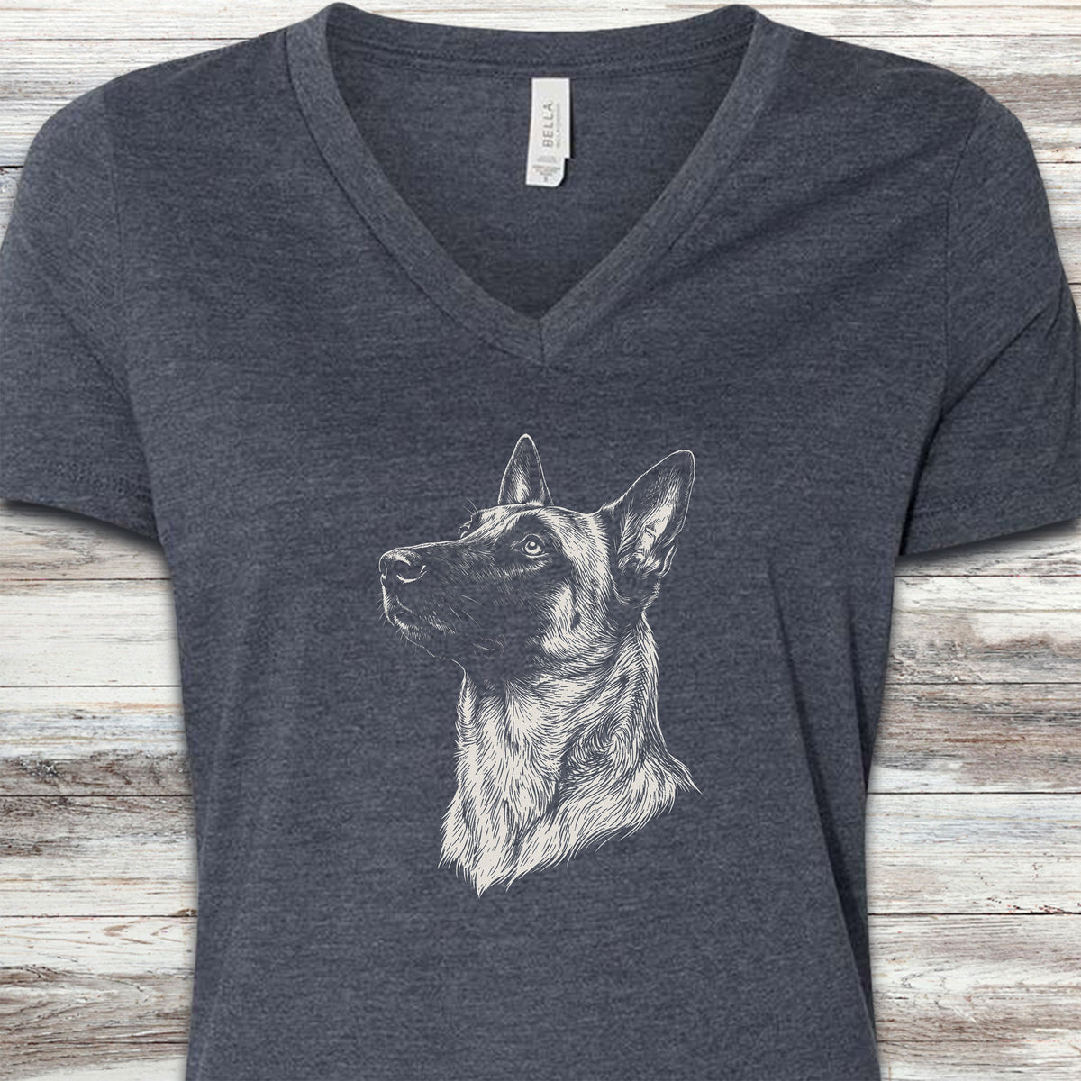 Belgian Malinois Loyalty V-Neck Tee - Heather Navy