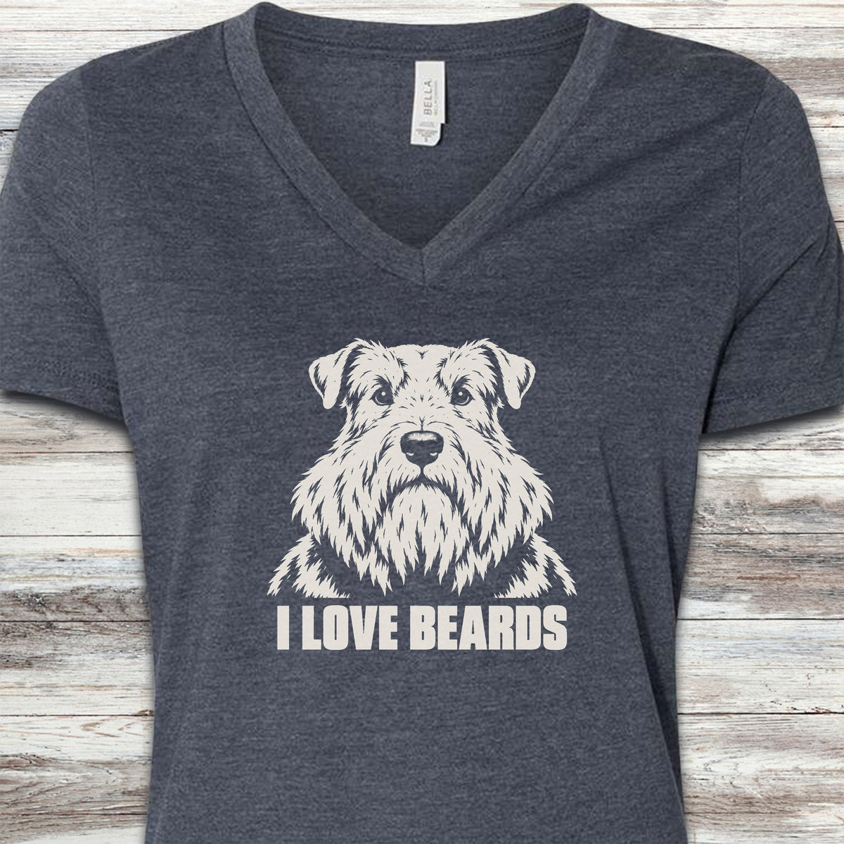 Sealyham Terrier I Love Beards V-Neck Tee - Heather Navy