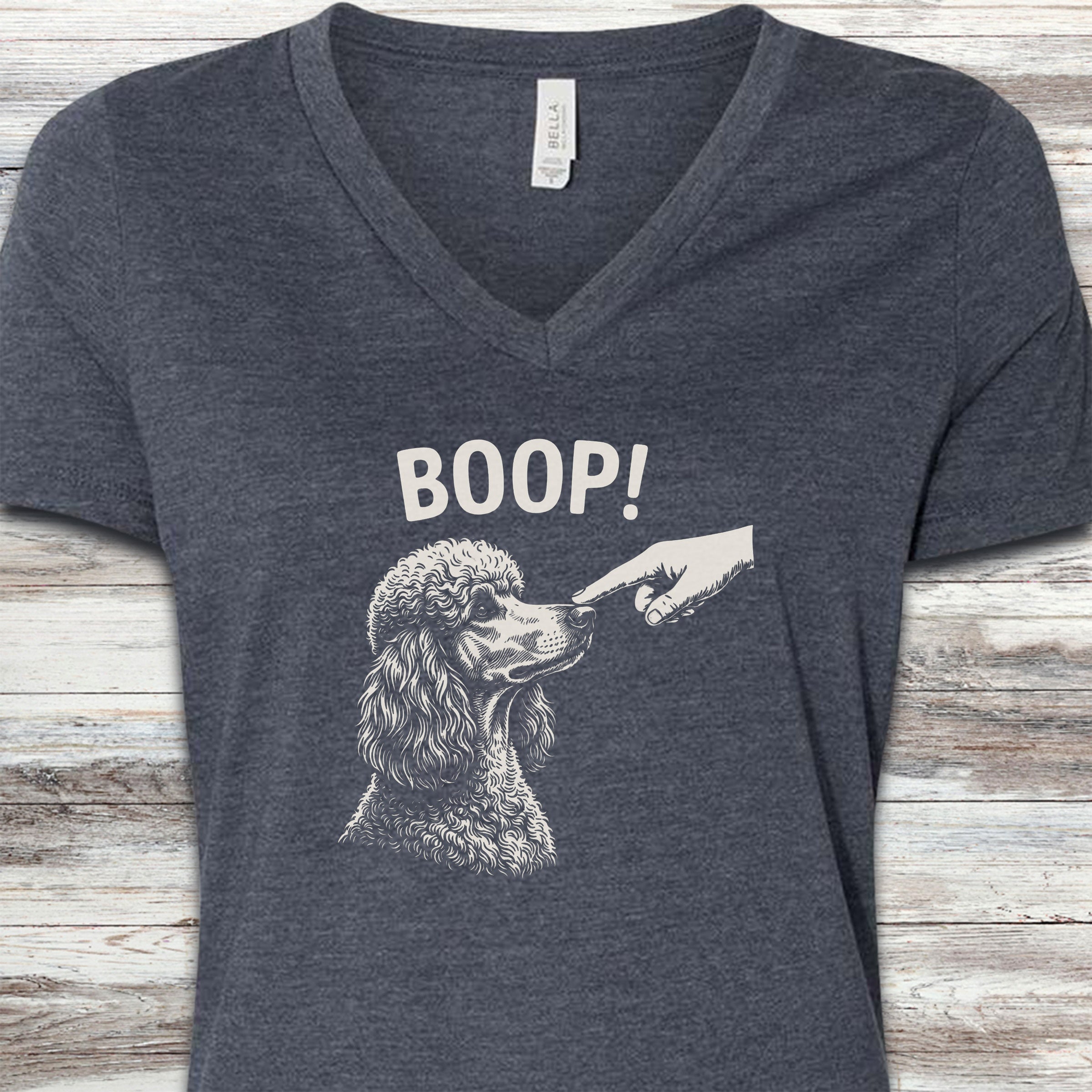 Poodle Boop! V-Neck Tee - Heather Navy