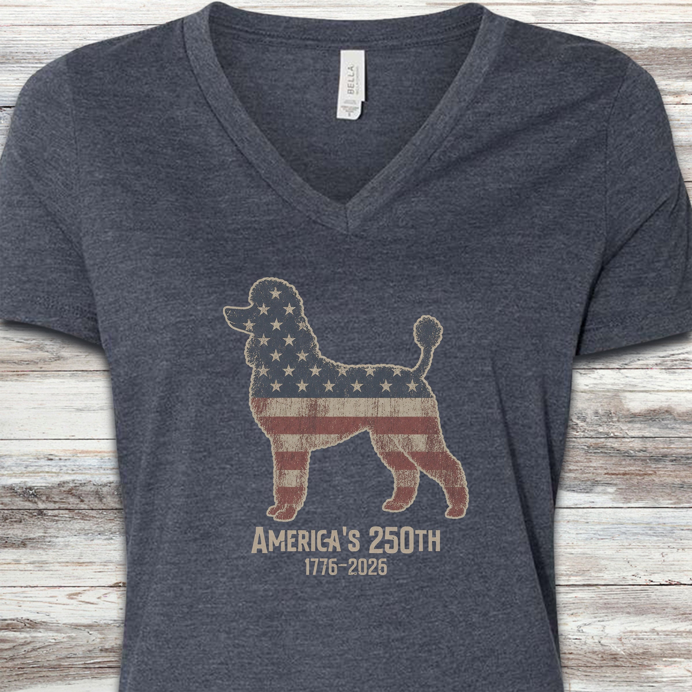 Poodle 250 V-Neck Tee - Heather Navy