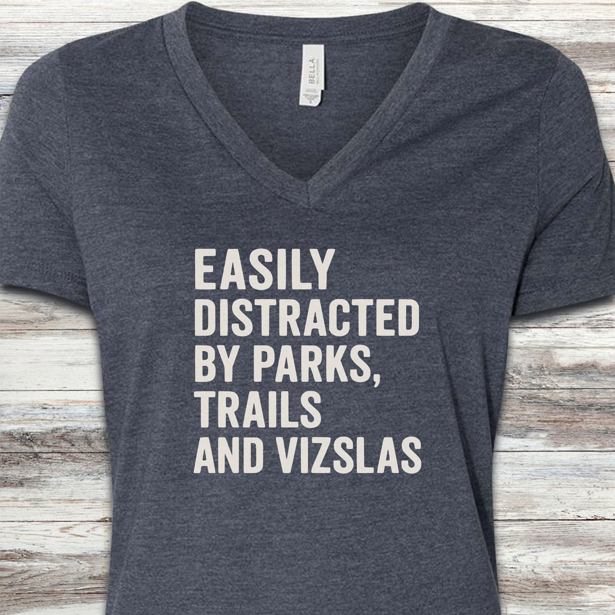 Vizsla Trails V-Neck Tee - Heather Navy