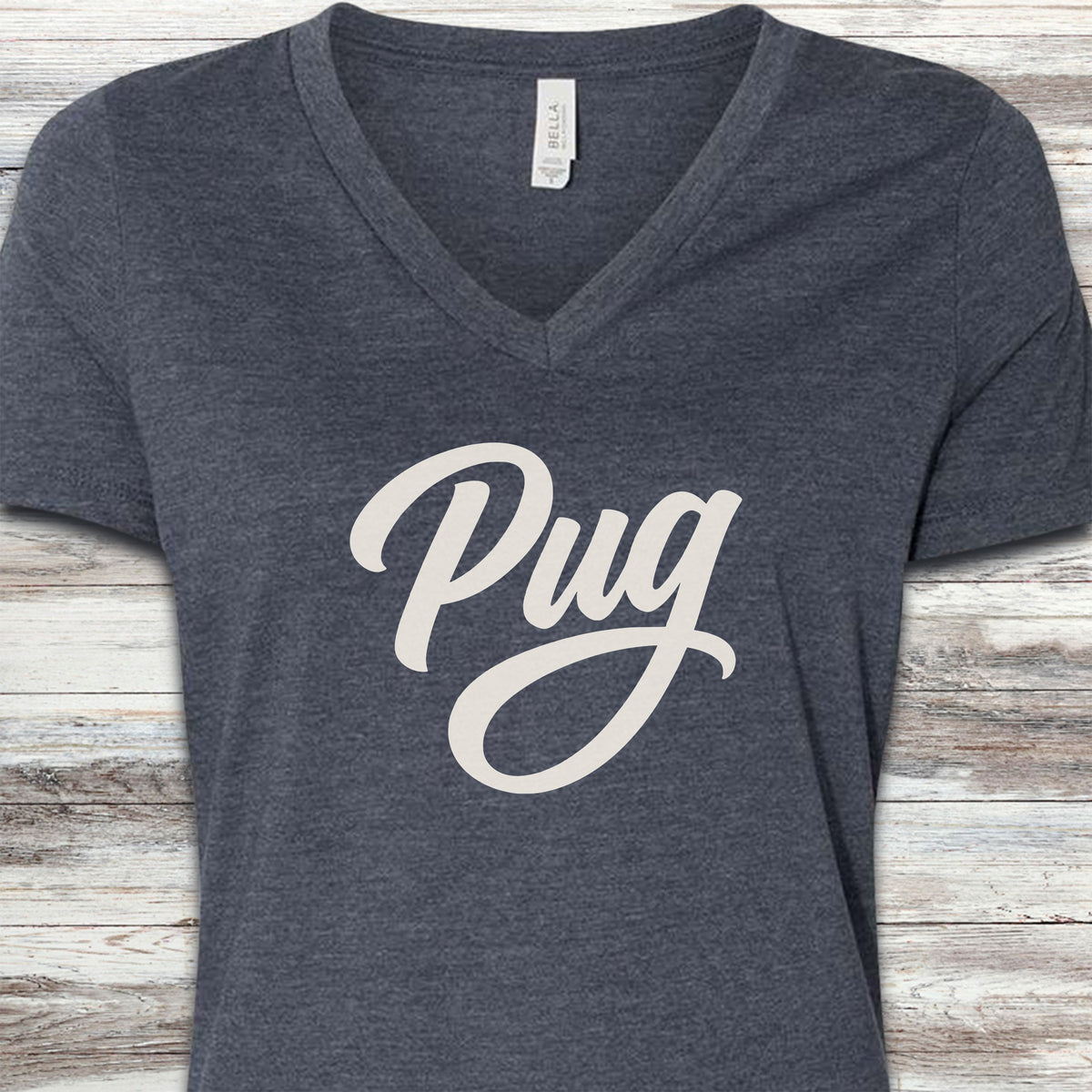 Pug Team V-Neck Tee - Heather Navy