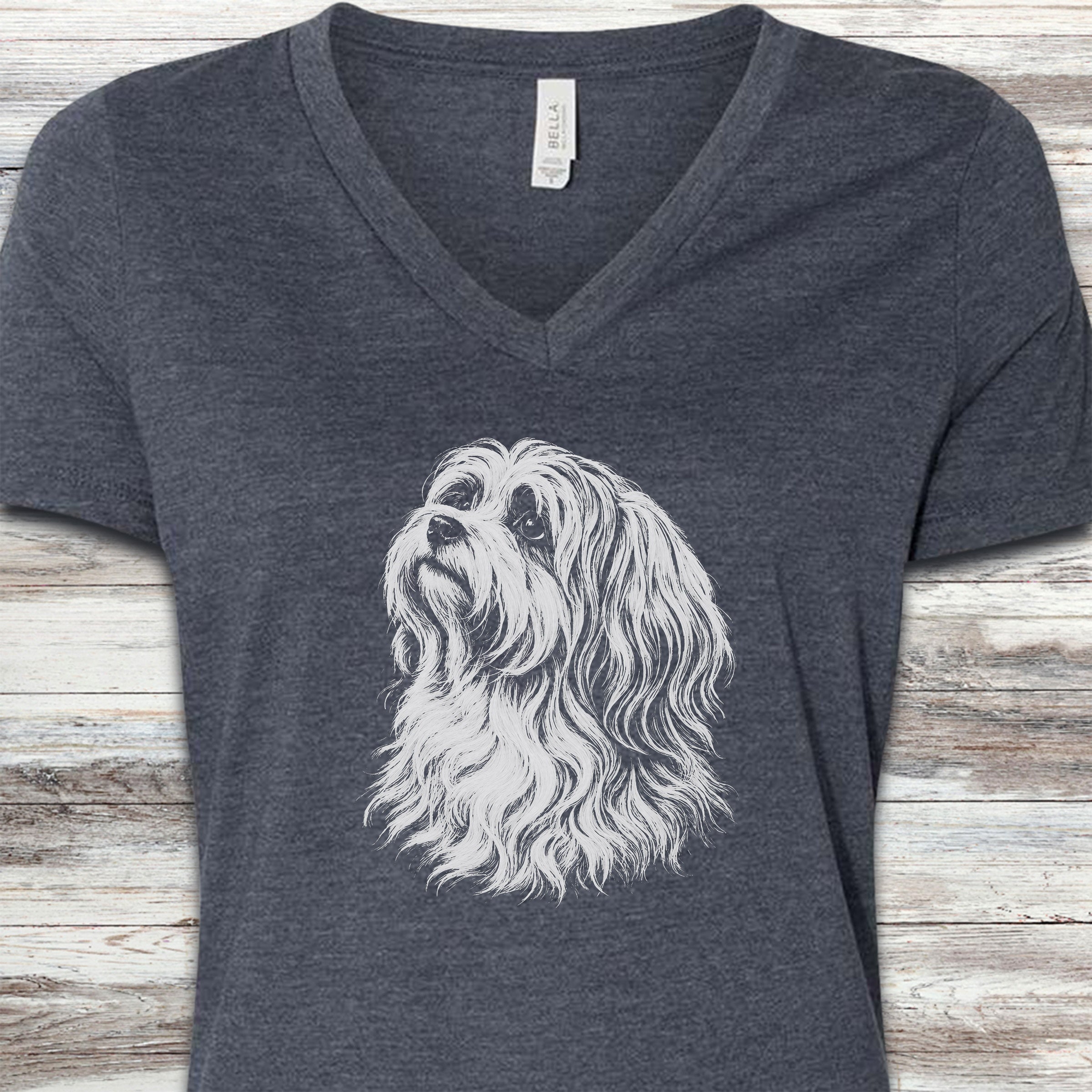 Havanese Loyalty V-Neck Tee - Heather Navy