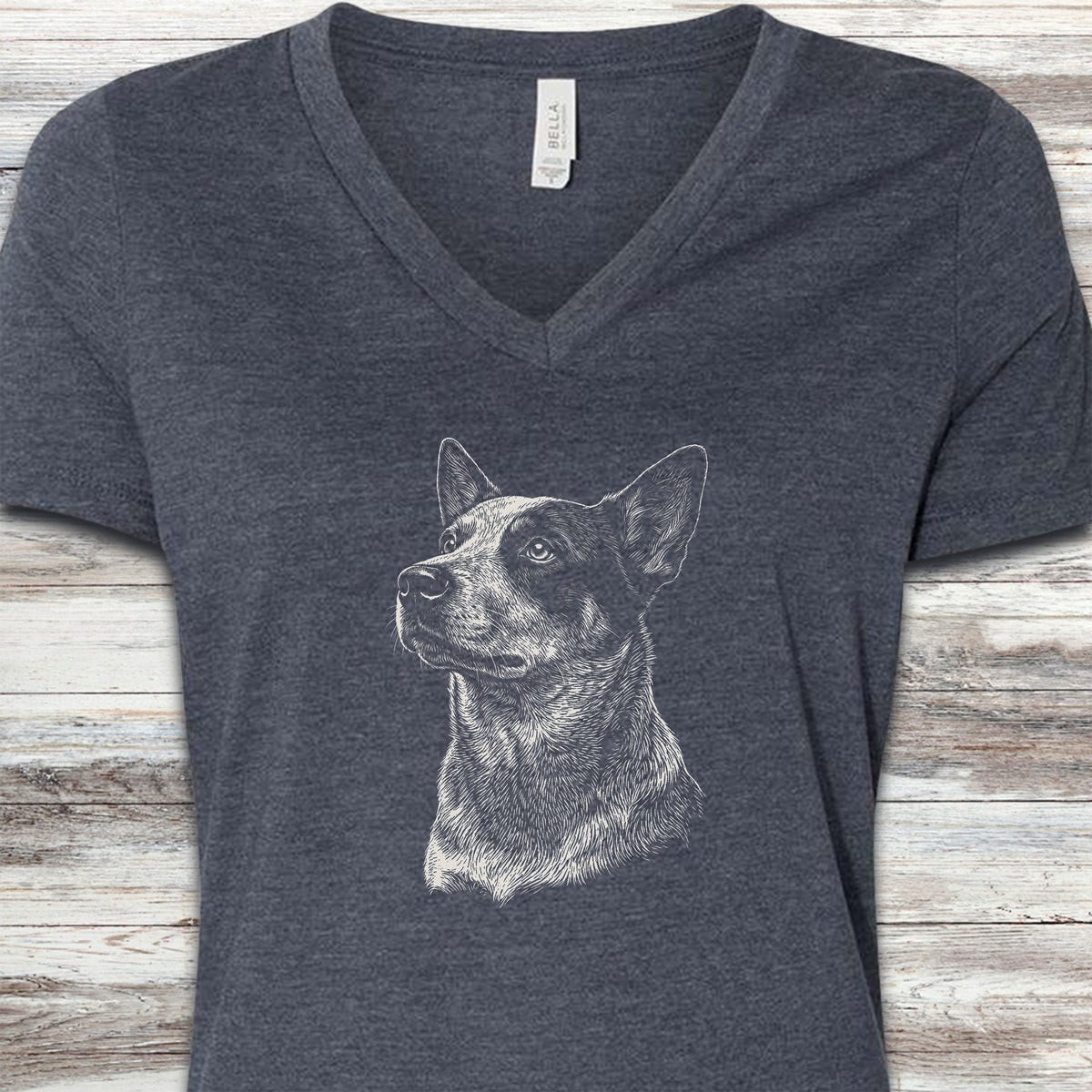 Australian Cattle Dog Loyalty V-Neck Tee - Heather Navy