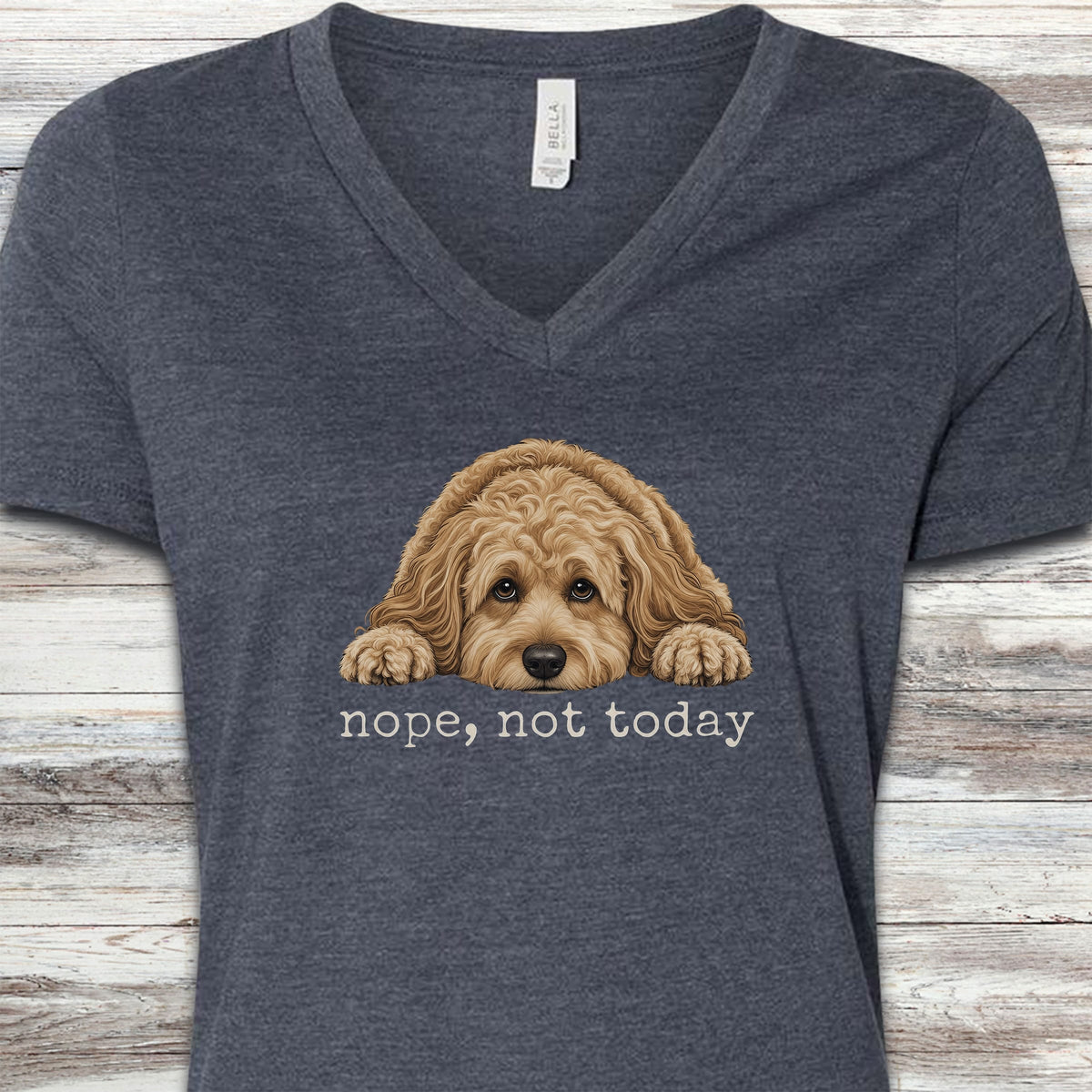 Cockapoo Nope V-Neck Tee - Heather Navy