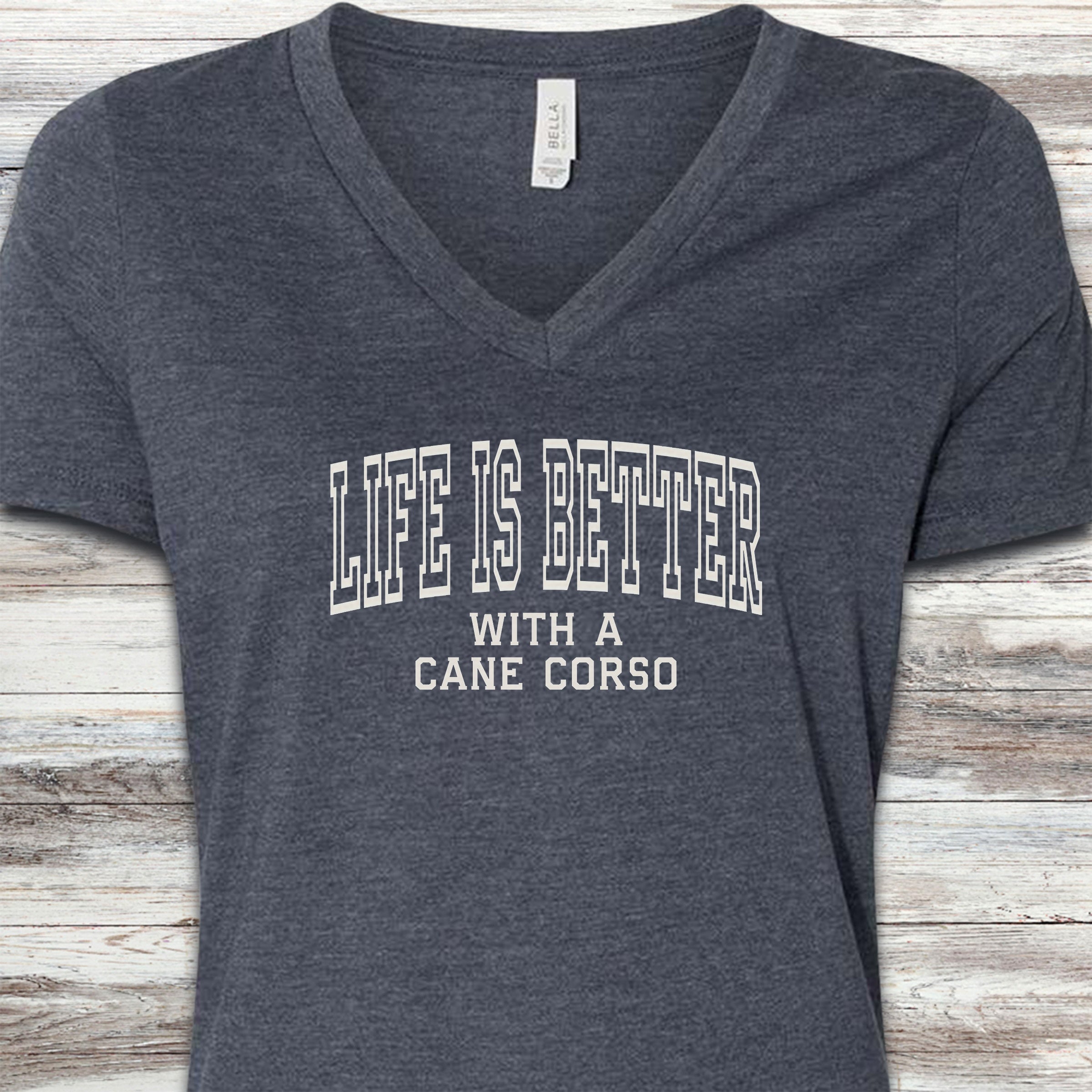 Cane Corso Better V-Neck Tee - Heather Navy