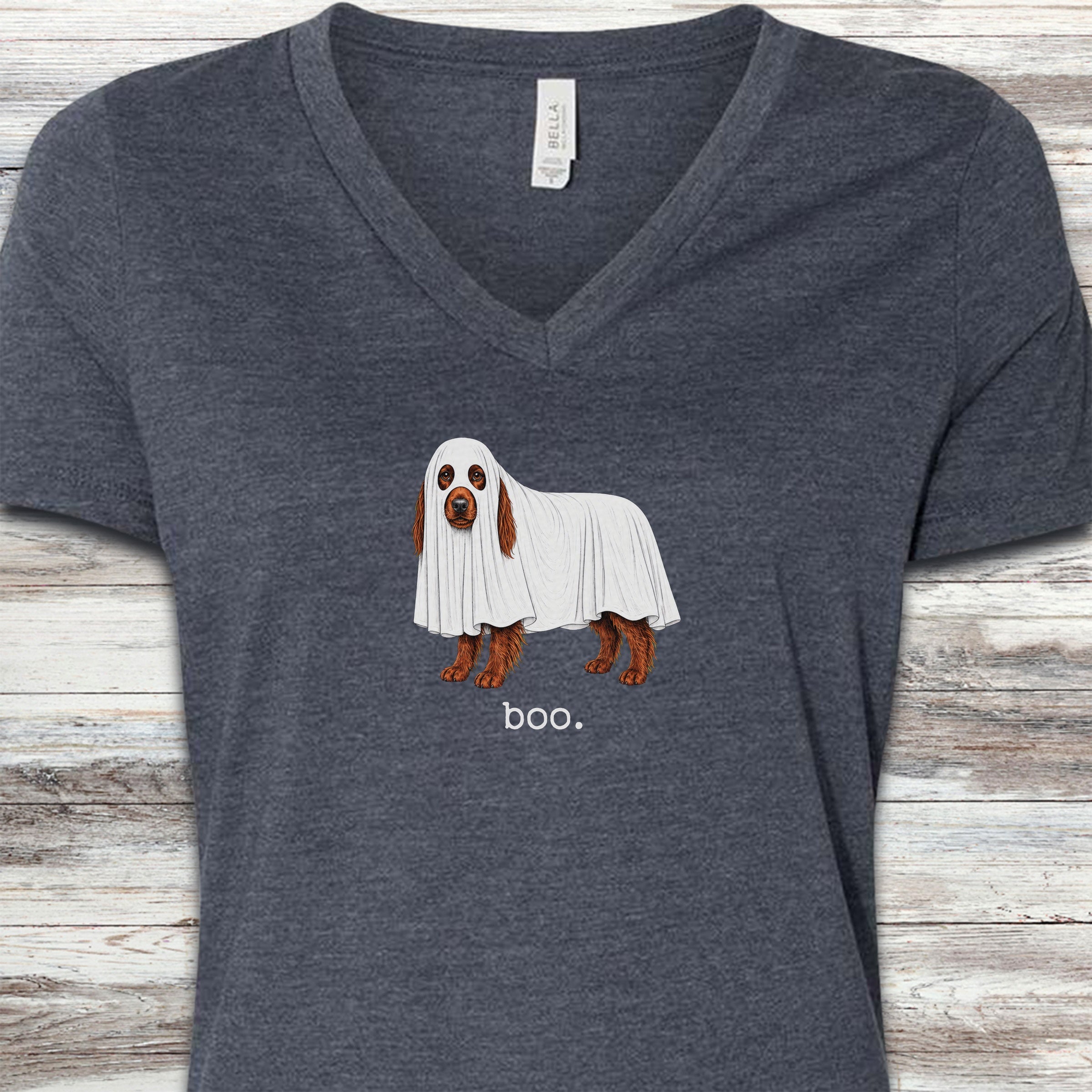 Irish Setter Boo V-Neck Tee - Heather Navy