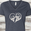 Australian Cattle Dog Heart Bond V-Neck Tee - Heather Navy