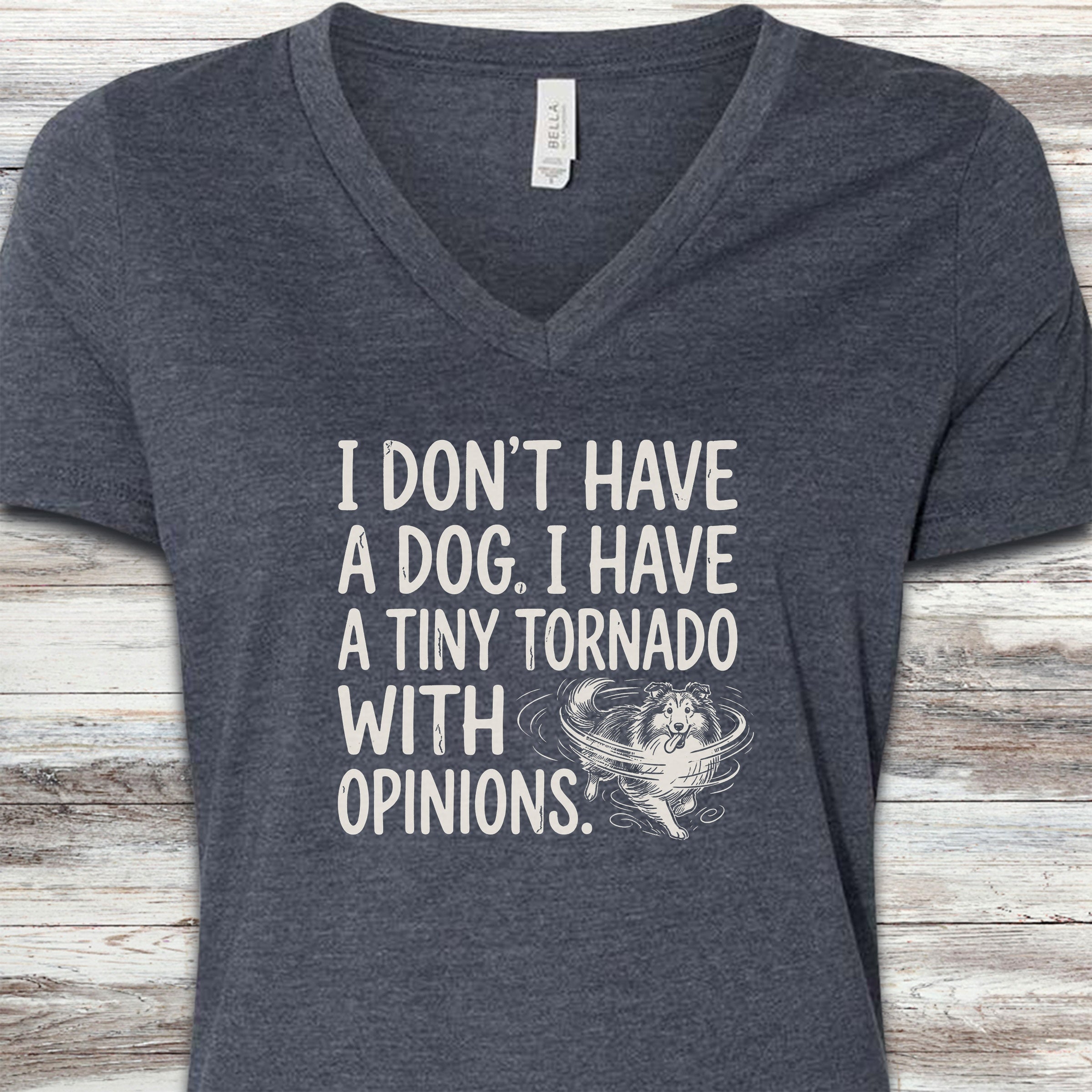 Shetland Sheepdog Tornado V-Neck Tee - Heather Navy
