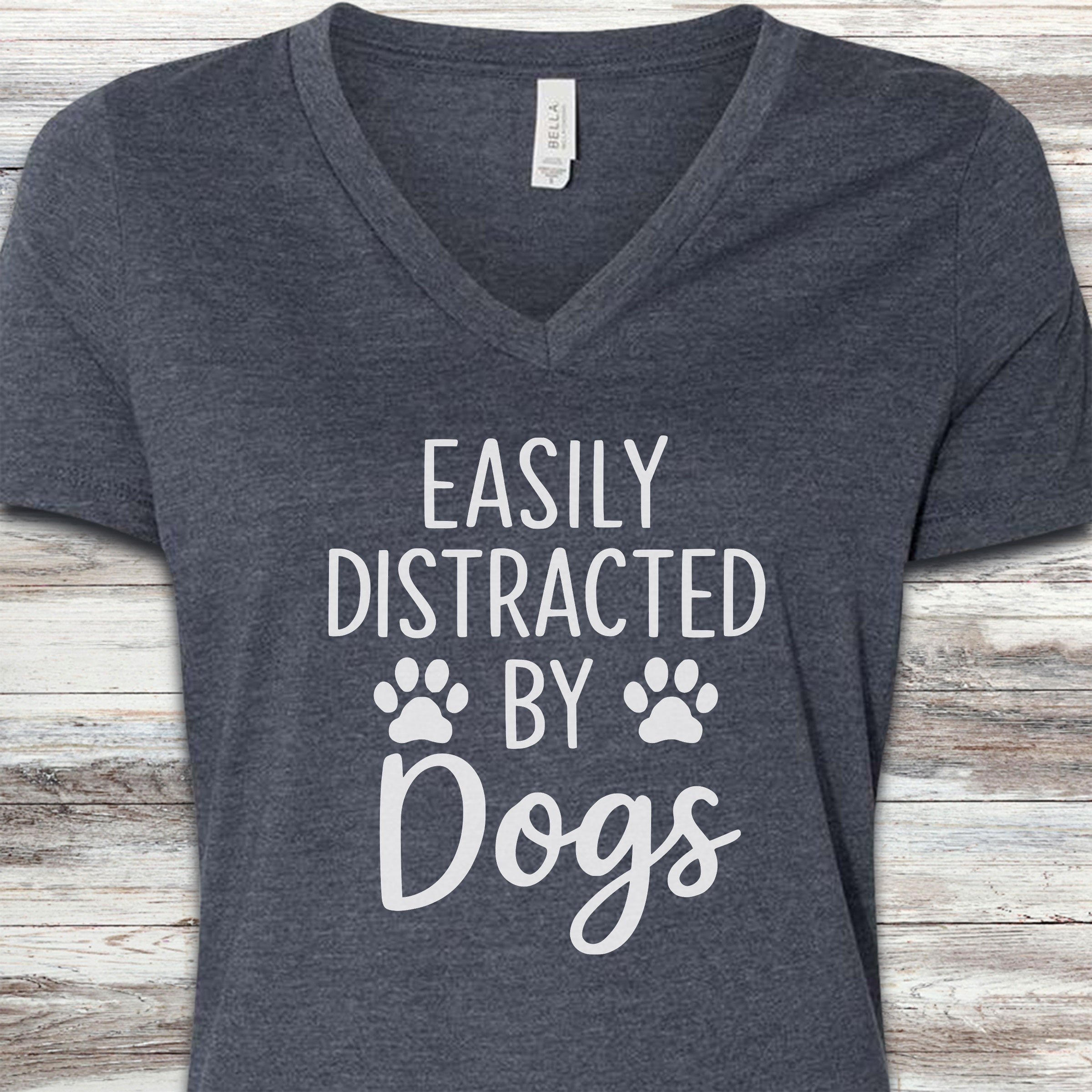 Distracted V-Neck Tee - Heather Navy