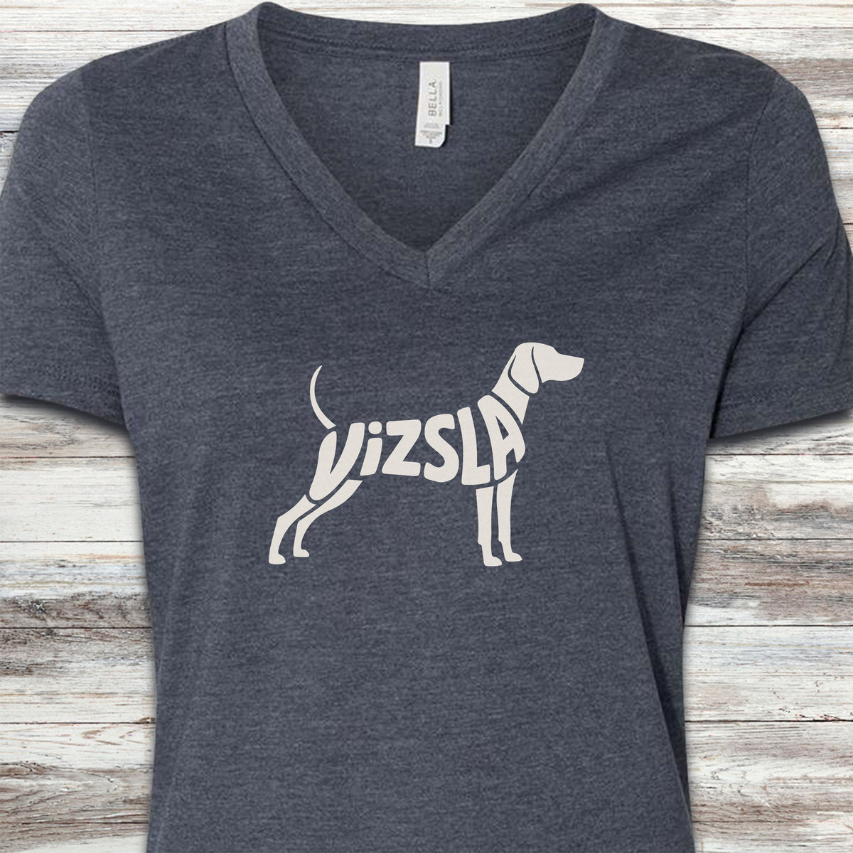 Vizsla V-Neck Tee - Heather Navy