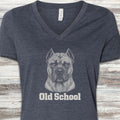 Cane Corso Fawn Old School V-Neck Tee - Heather Navy