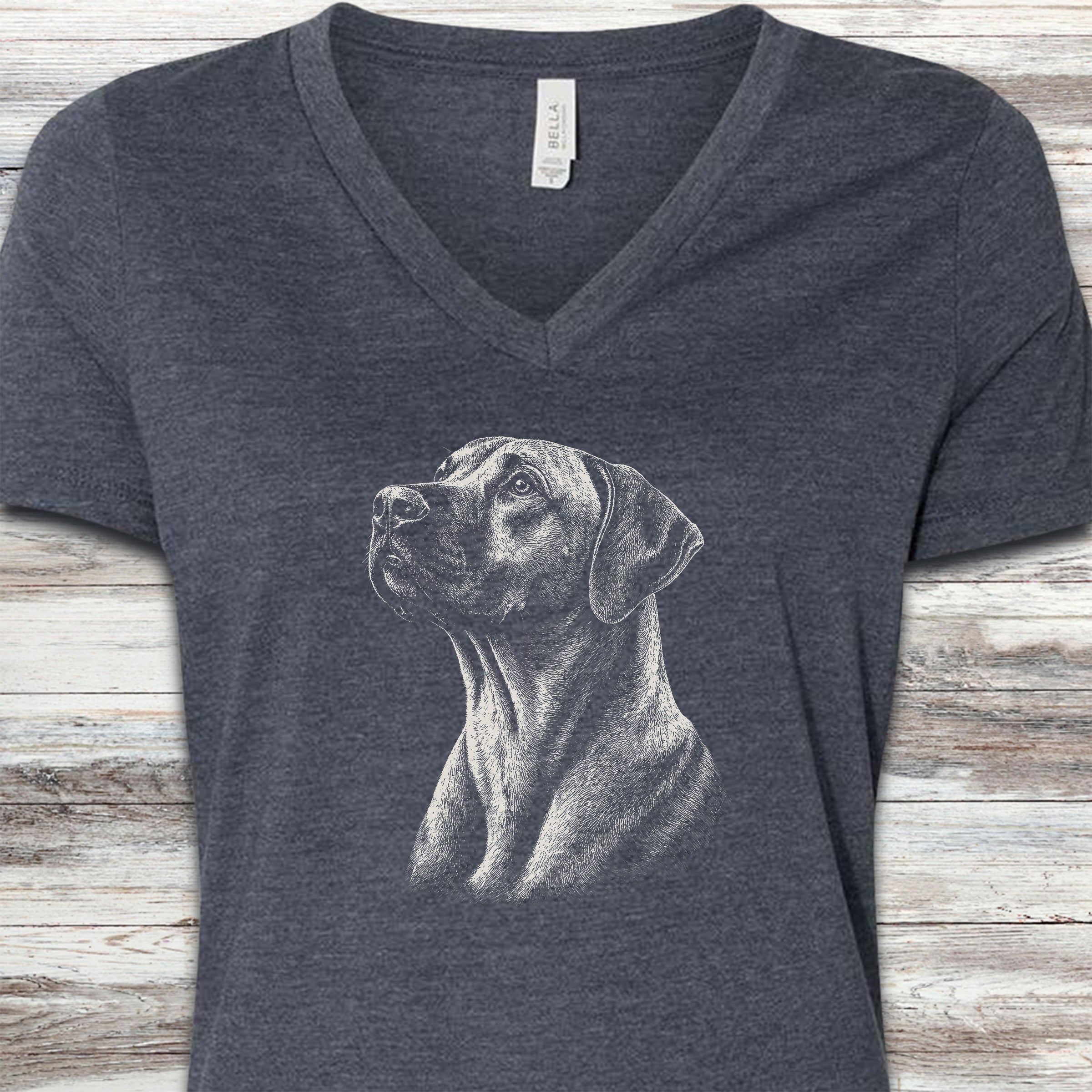 Rhodesian Ridgeback Loyalty V-Neck Tee - Heather Navy