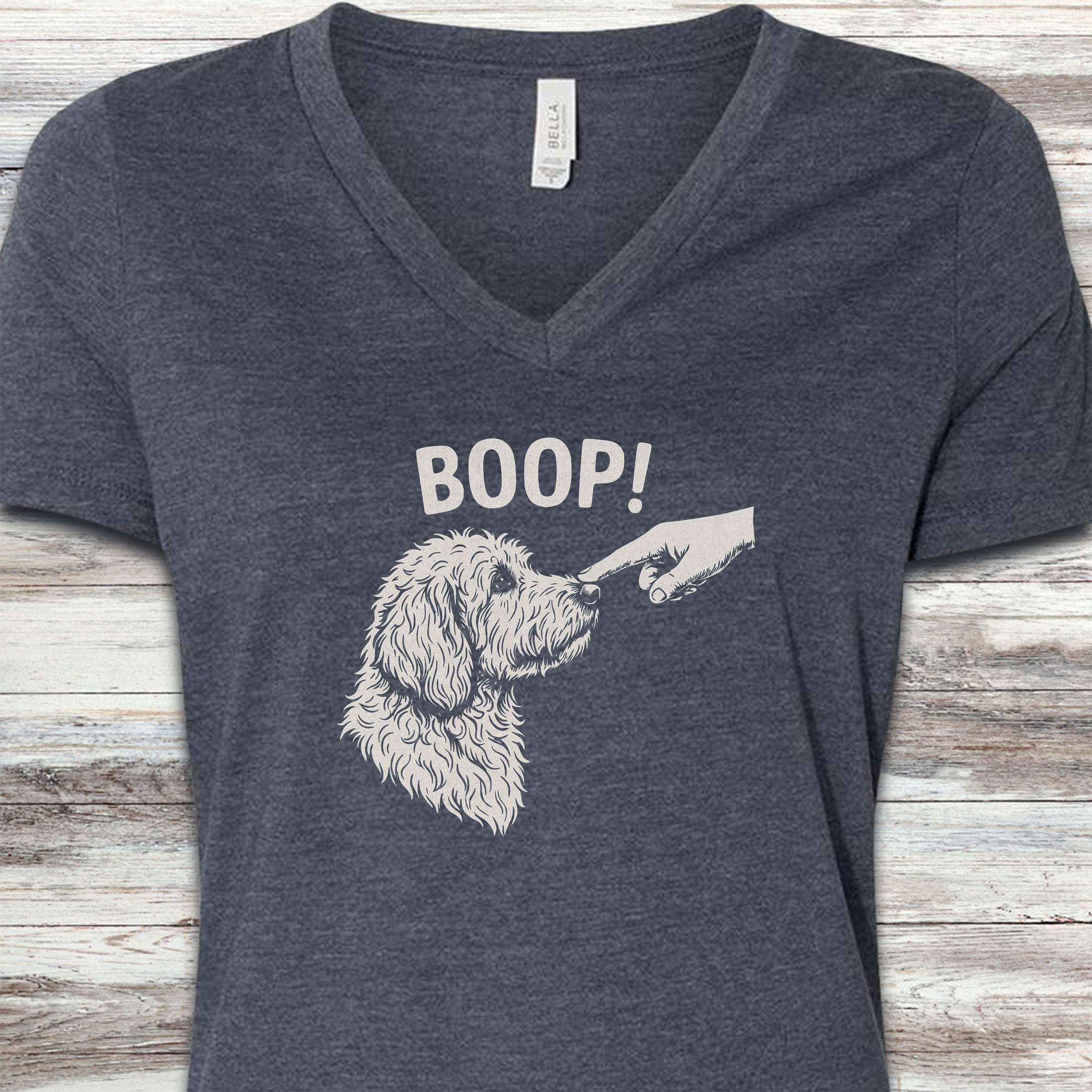 Doodle BOOP! V-Neck Tee - Heather Navy