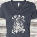 Shetland Sheepdog Cool It V-Neck Tee - Heather Navy