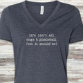 Dogs & Pickleball V-Neck Tee - Heather Navy