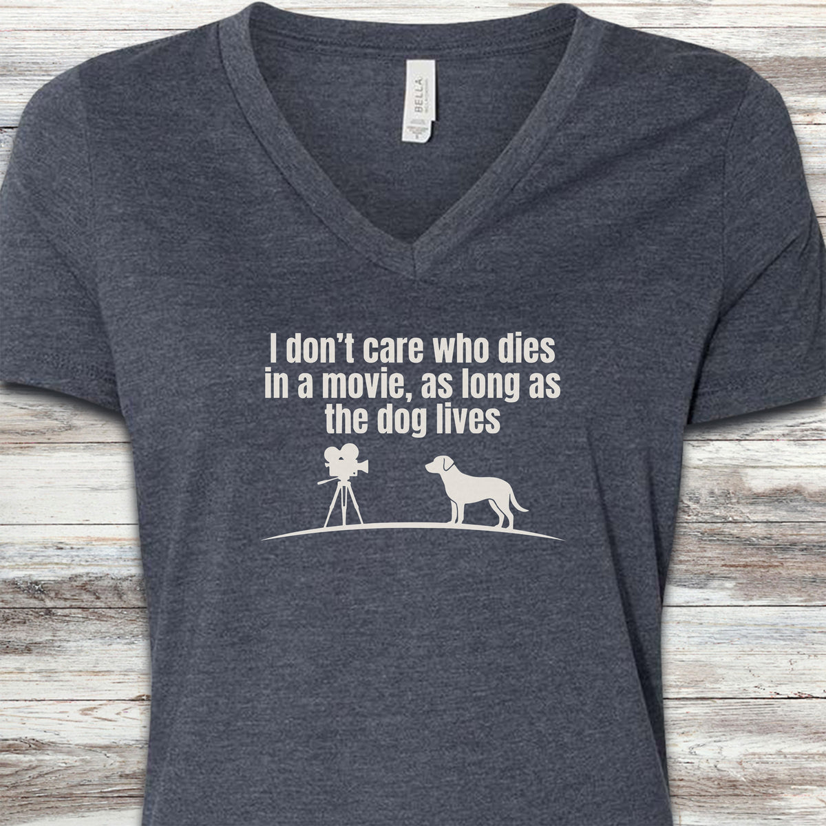 I Don't Care Who Dies V-Neck Tee - Heather Navy