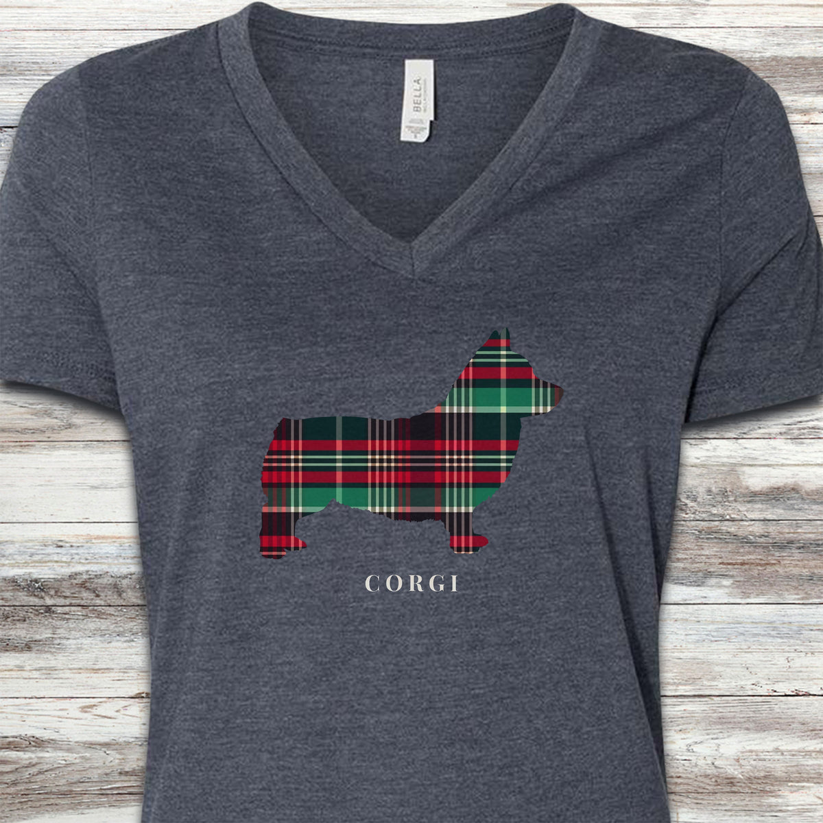 Corgi Winter 2025 V-Neck Tee - Heather Navy
