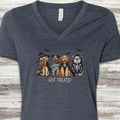 Halloween Got Treats V-Neck Tee - Heather Navy