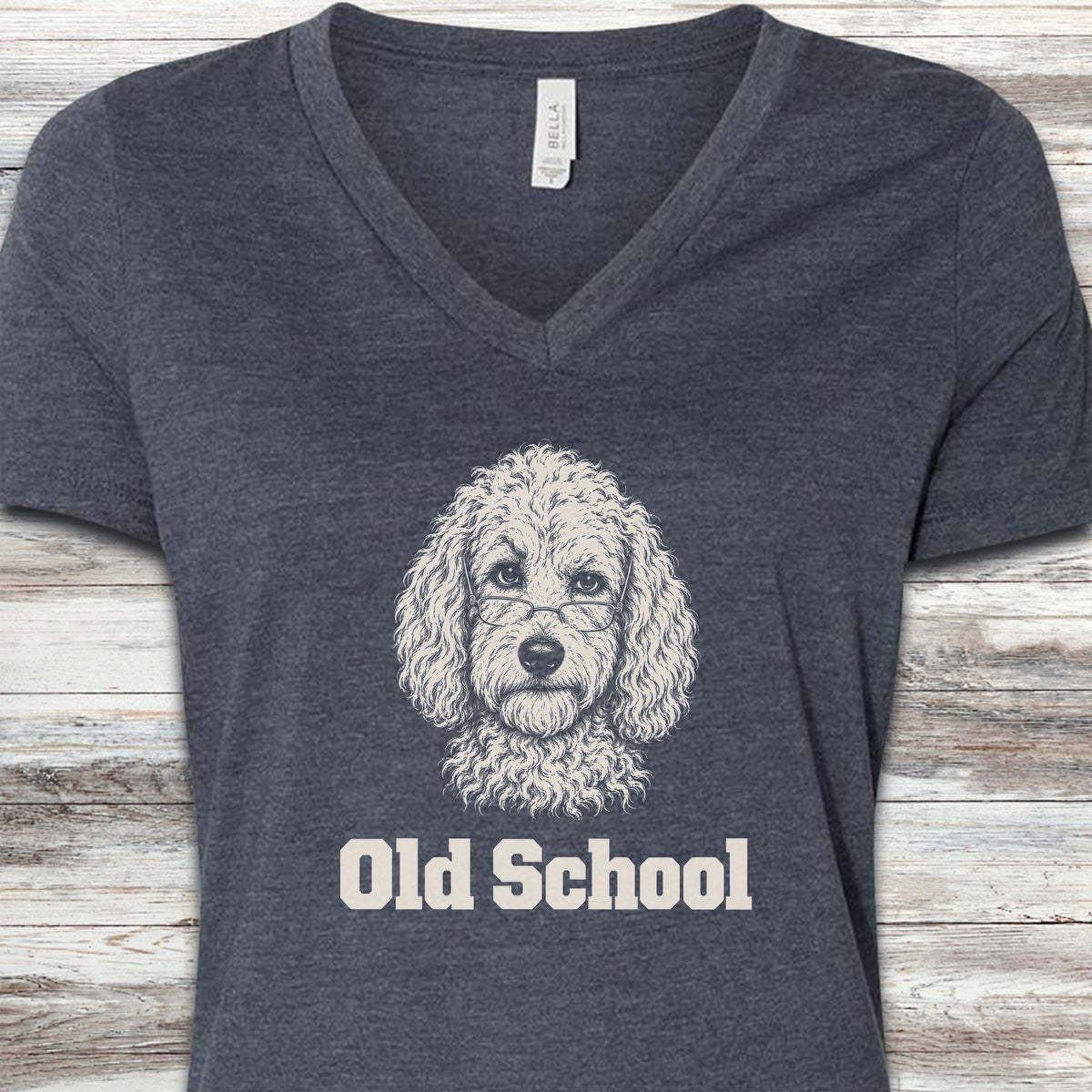 Doodle Old School V-Neck Tee - Heather Navy