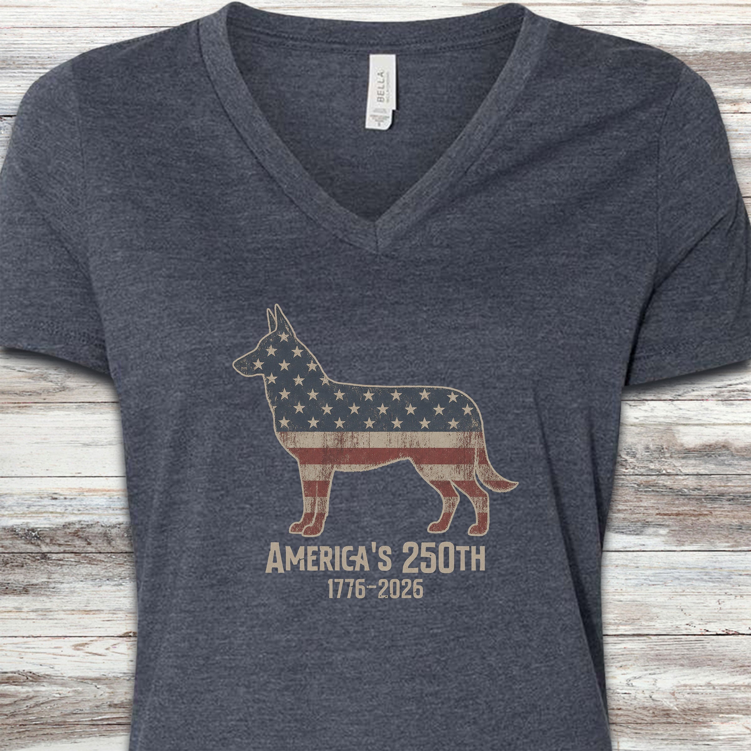 Belgian Malinois 250 V-Neck Tee - Heather Navy