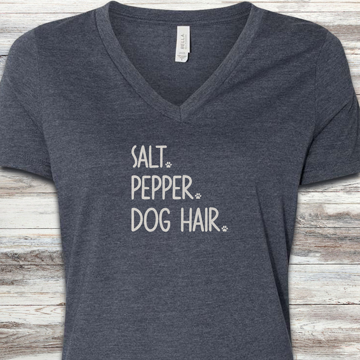 Salt Pepper Dog Hair V-Neck Tee - Heather Navy