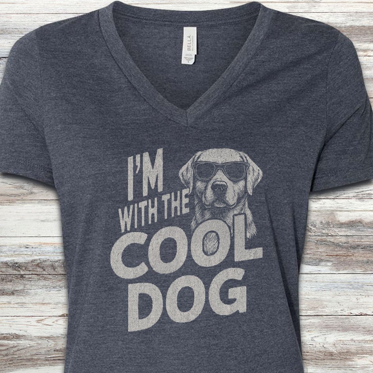 Labrador Retriever Cool Dog V-Neck Tee - Heather Navy