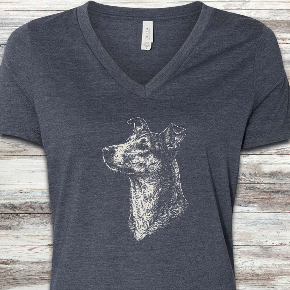 Smooth Collie Loyalty V-Neck Tee - Heather Navy