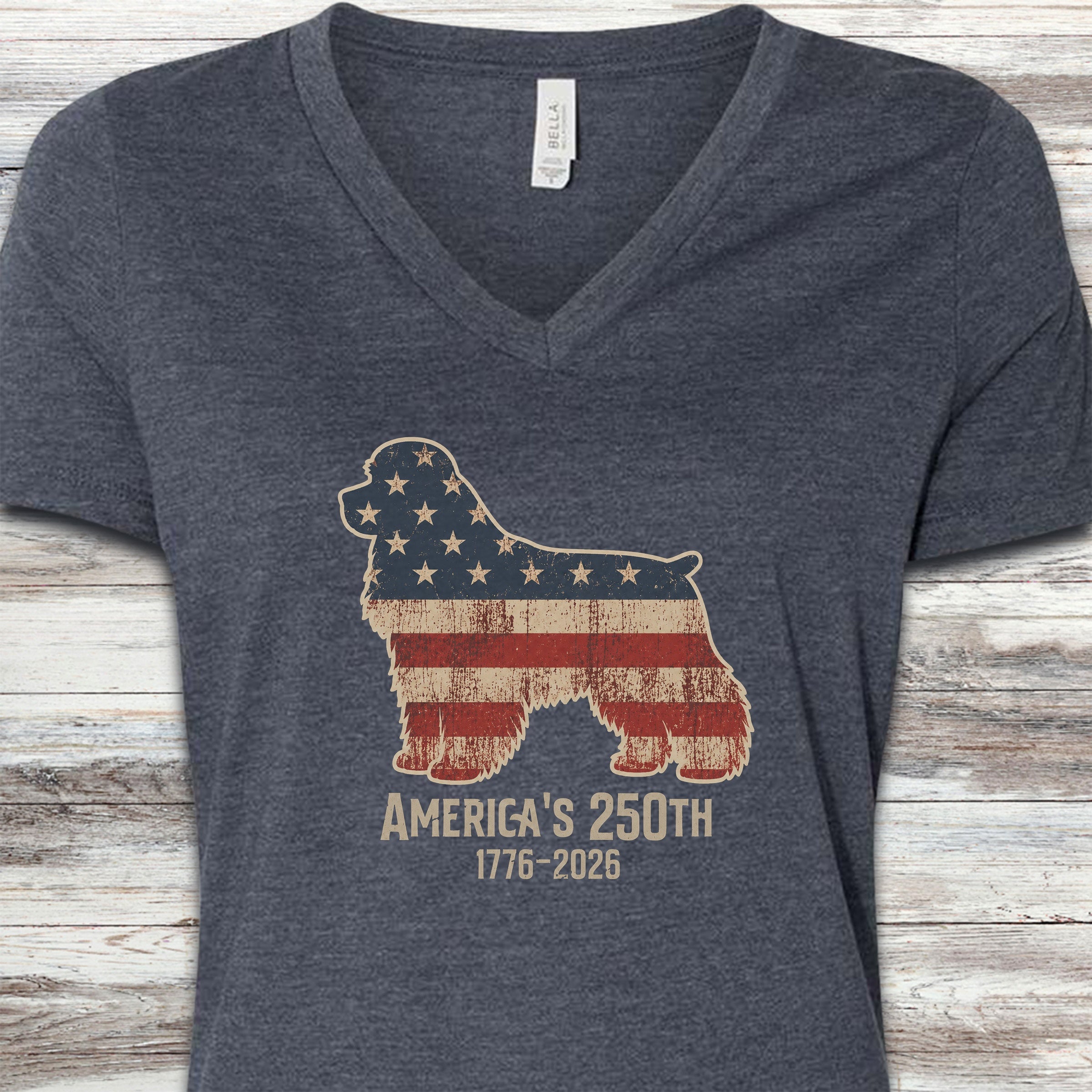 Cocker Spaniel 250 V-Neck Tee - Heather Navy