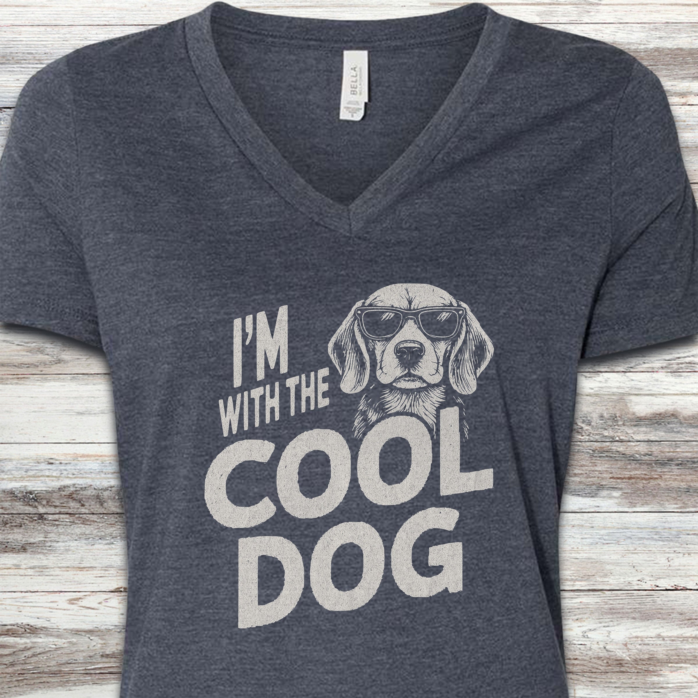 Cool Dog Beagle V-Neck Tee - Heather Navy