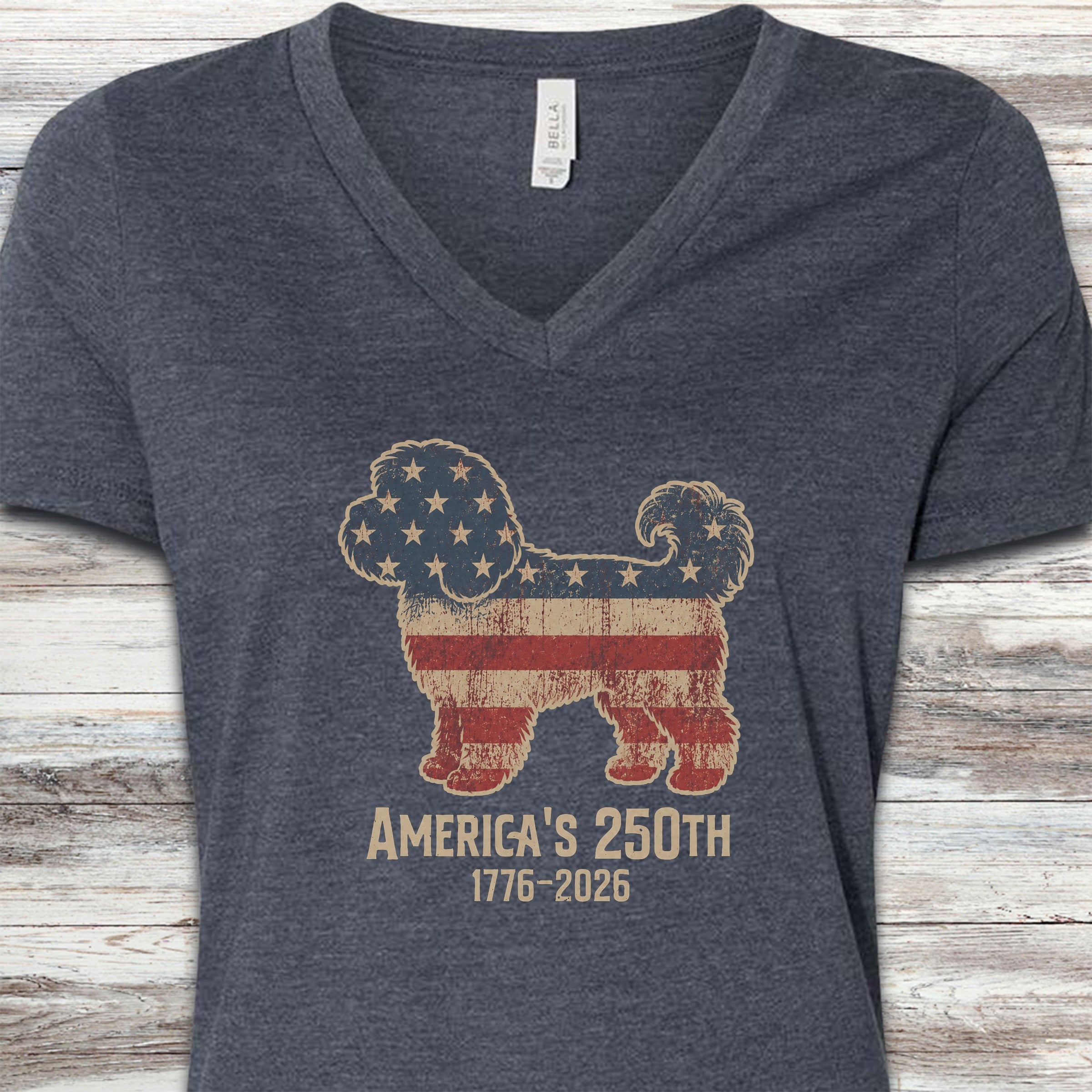 Cavapoo 250 V-Neck Tee - Heather Navy