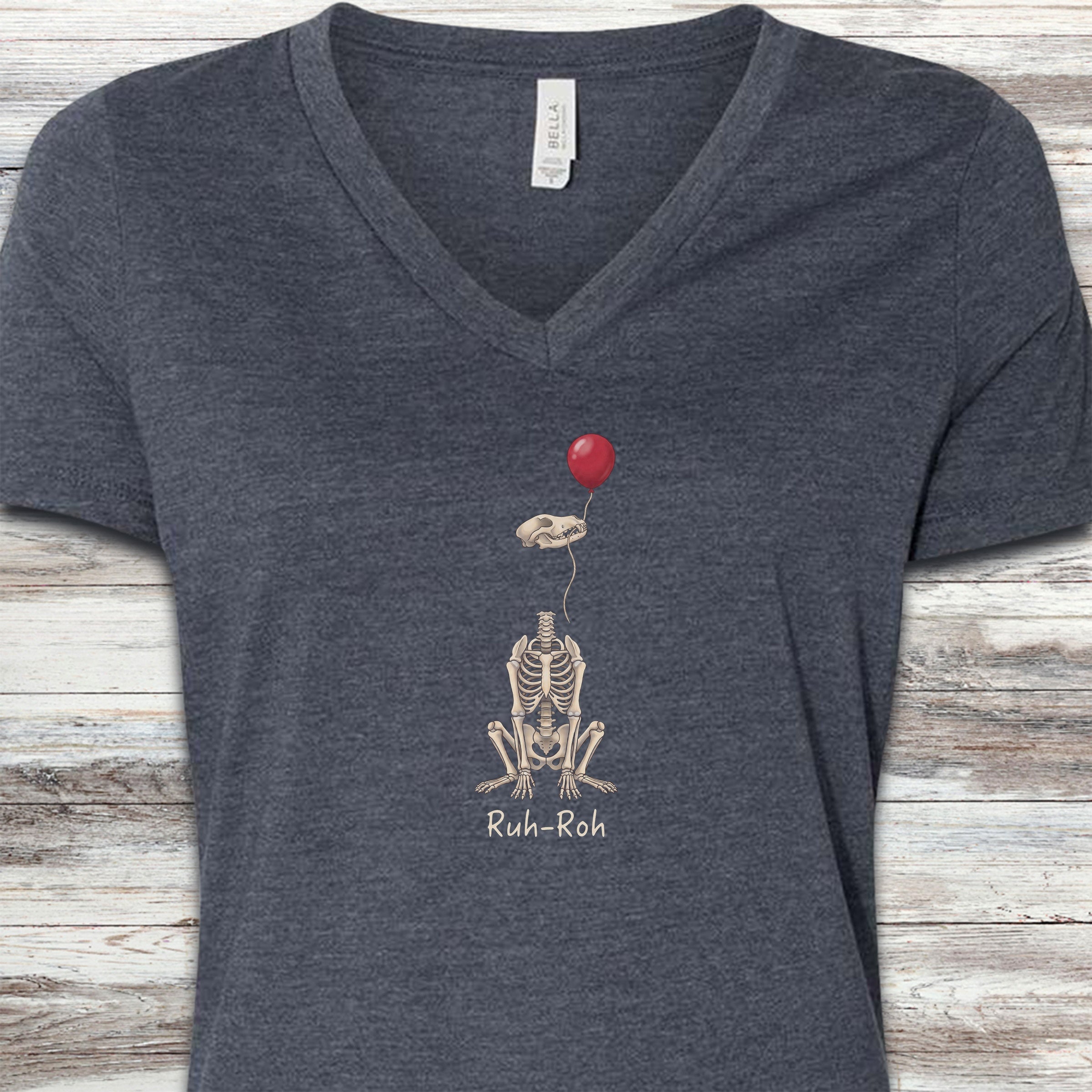 Ruh-Roh V-Neck Tee - Heather Navy