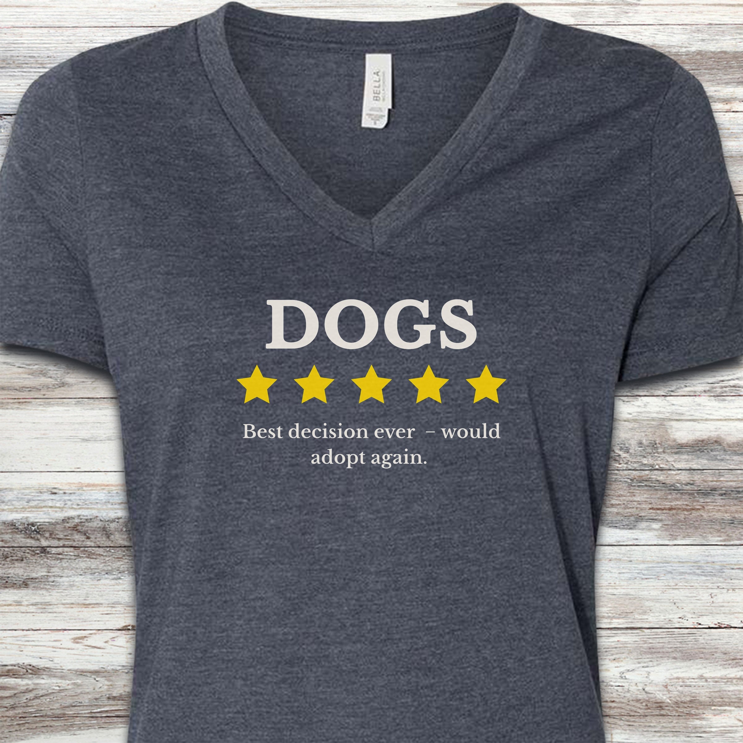 Dogs Review V-Neck Tee - Heather Navy