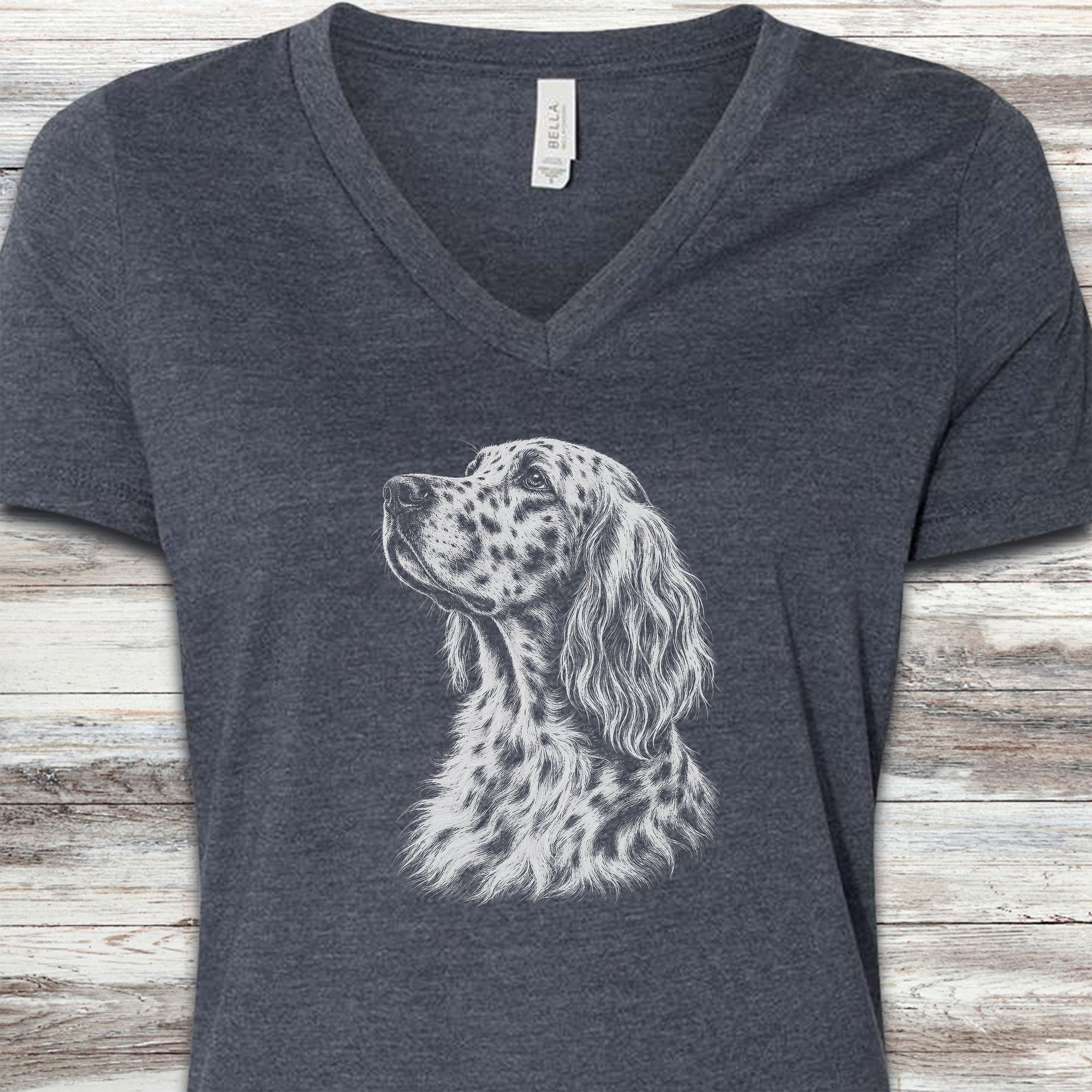 English Setter Loyalty V-Neck Tee - Heather Navy