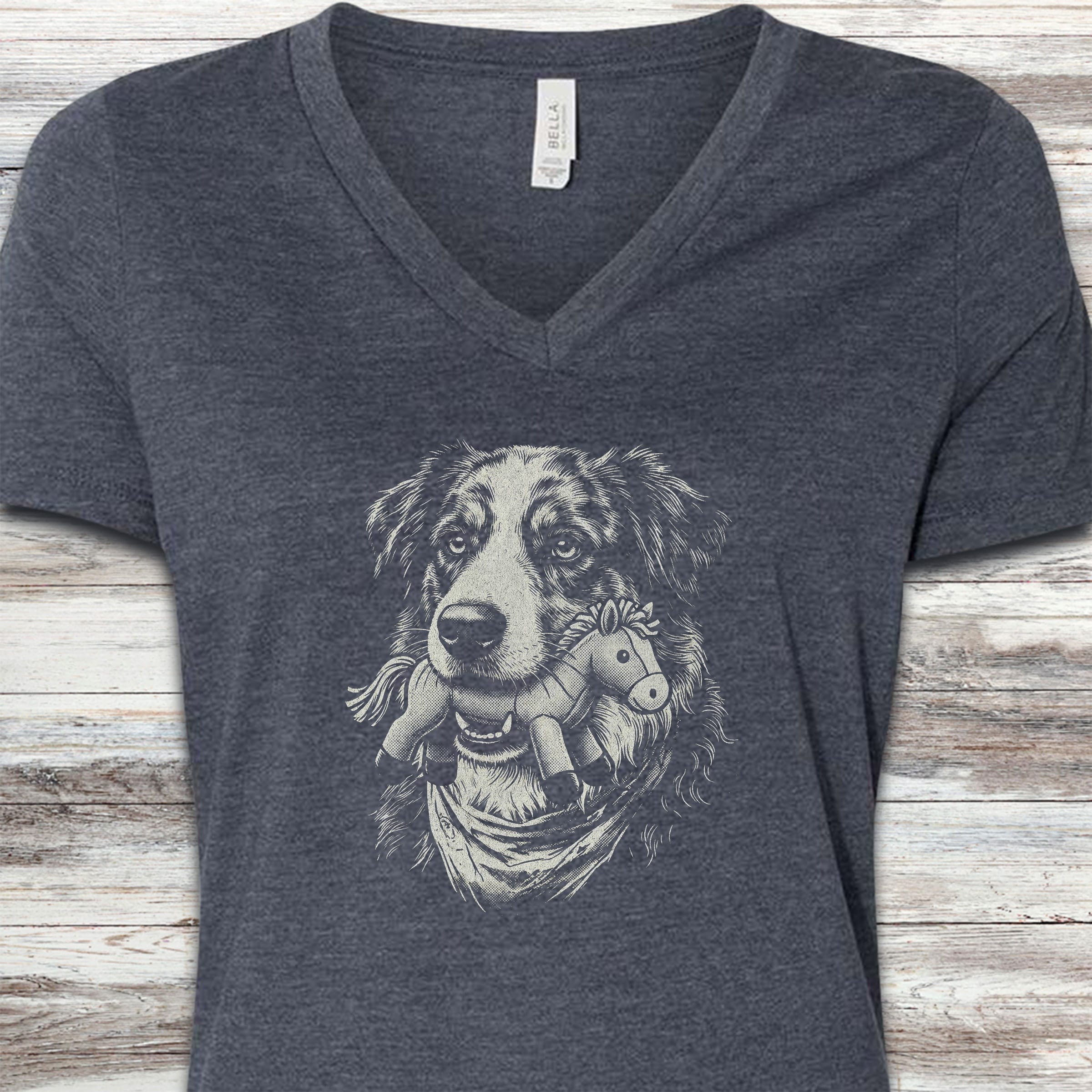 American Shepherd Favorite Toy V-Neck Tee - Heather Navy