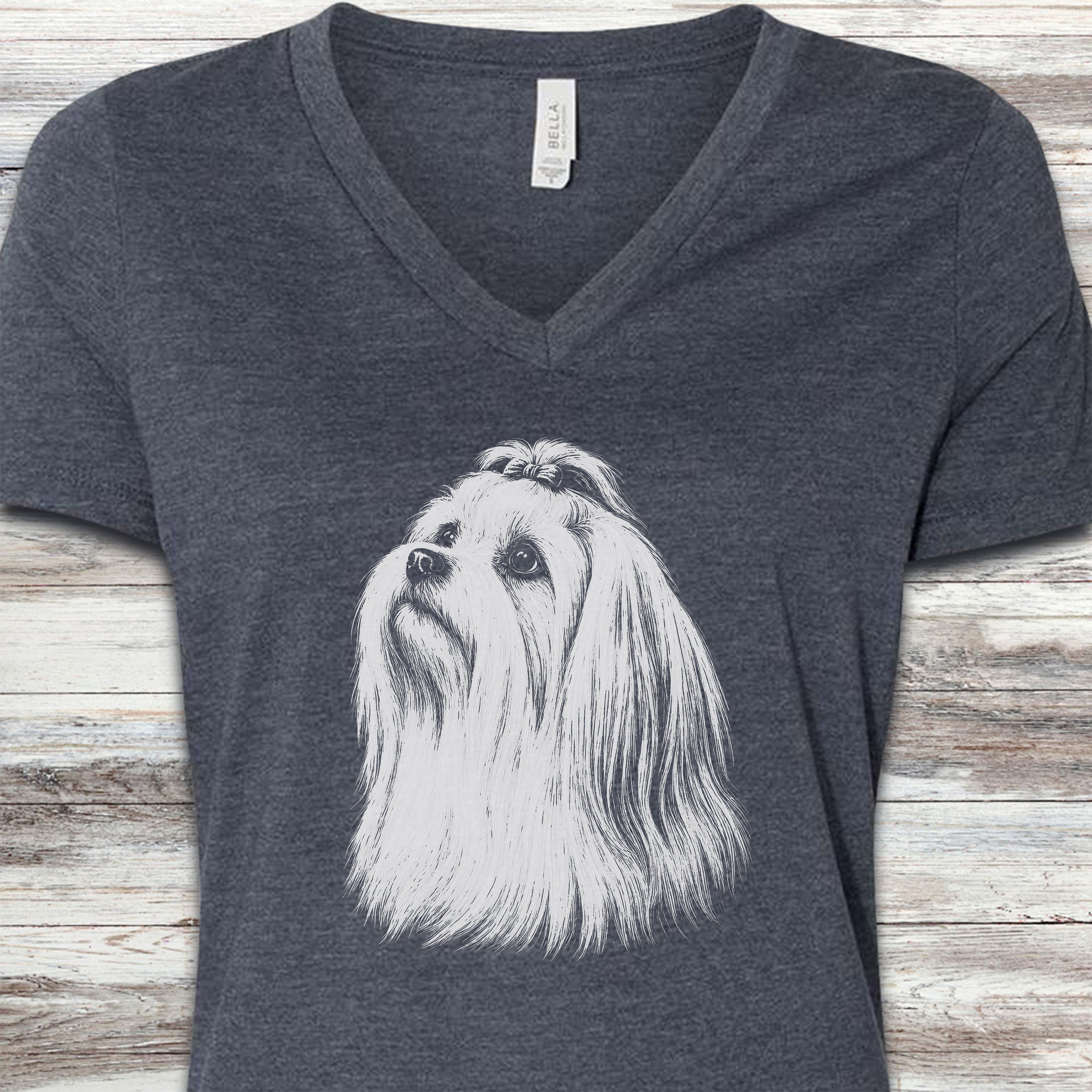 Maltese Loyalty V-Neck Tee - Heather Navy