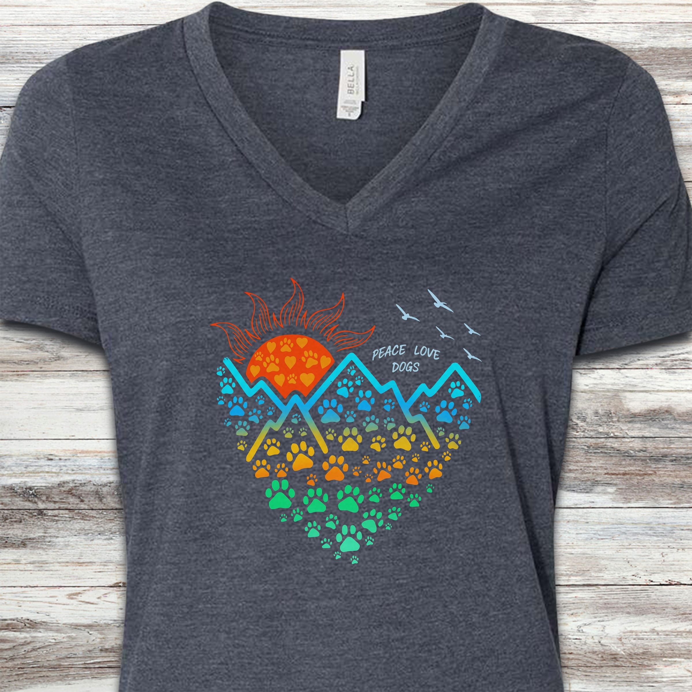Adventure Heart V-Neck Tee - Heather Navy