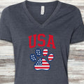 USA Paw Print V-Neck Tee - Heather Navy