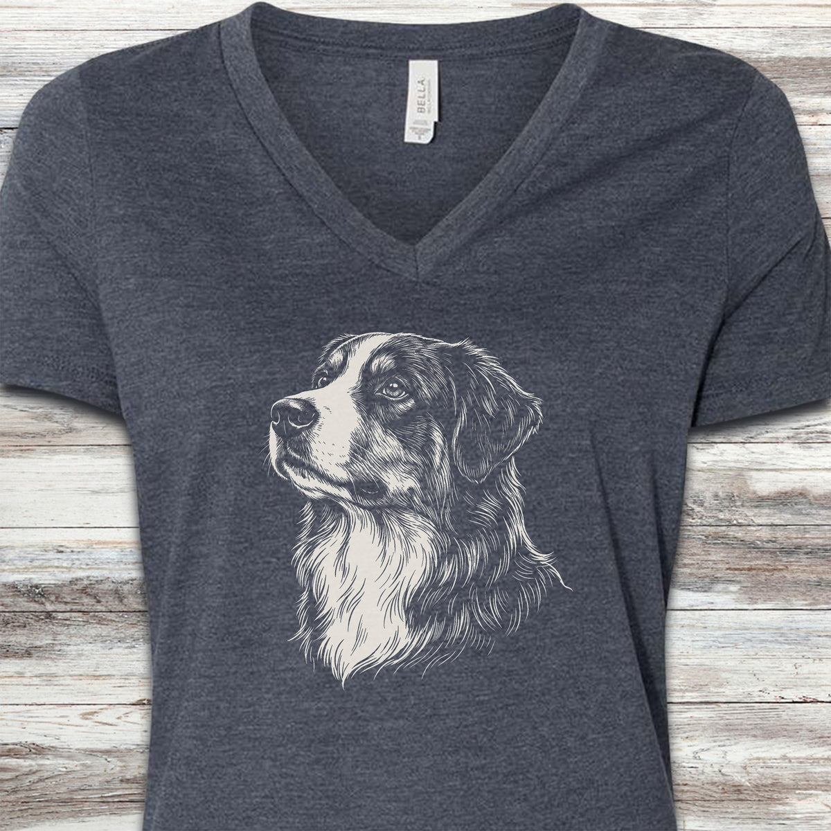 Australian Mountain Dog Loyalty V-Neck Tee - Heather Navy