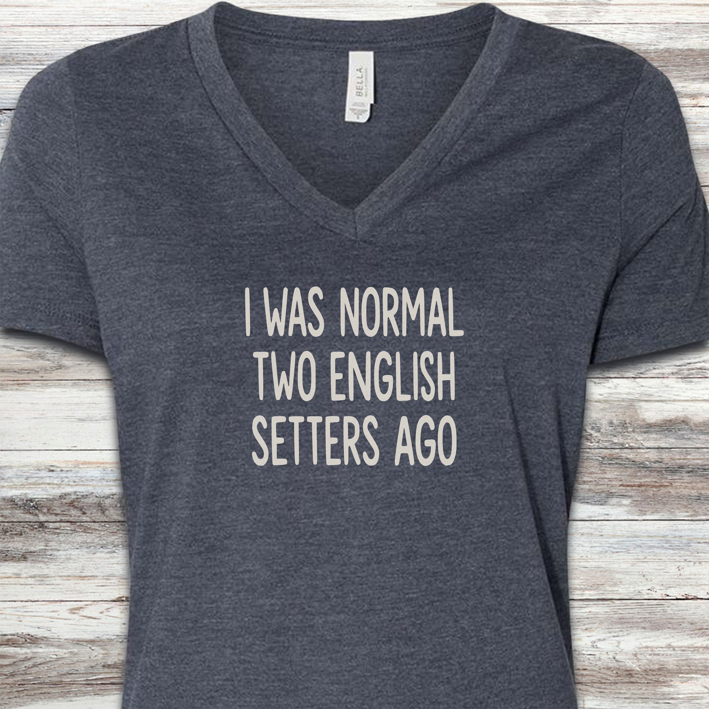 English Setter Normal V-Neck Tee - Heather Navy