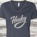 Husky Team V-Neck Tee - Heather Navy