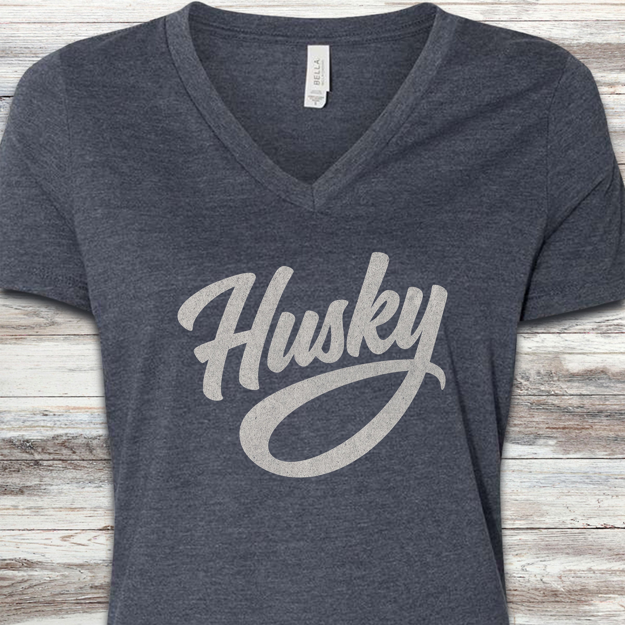 Husky Team V-Neck Tee - Heather Navy